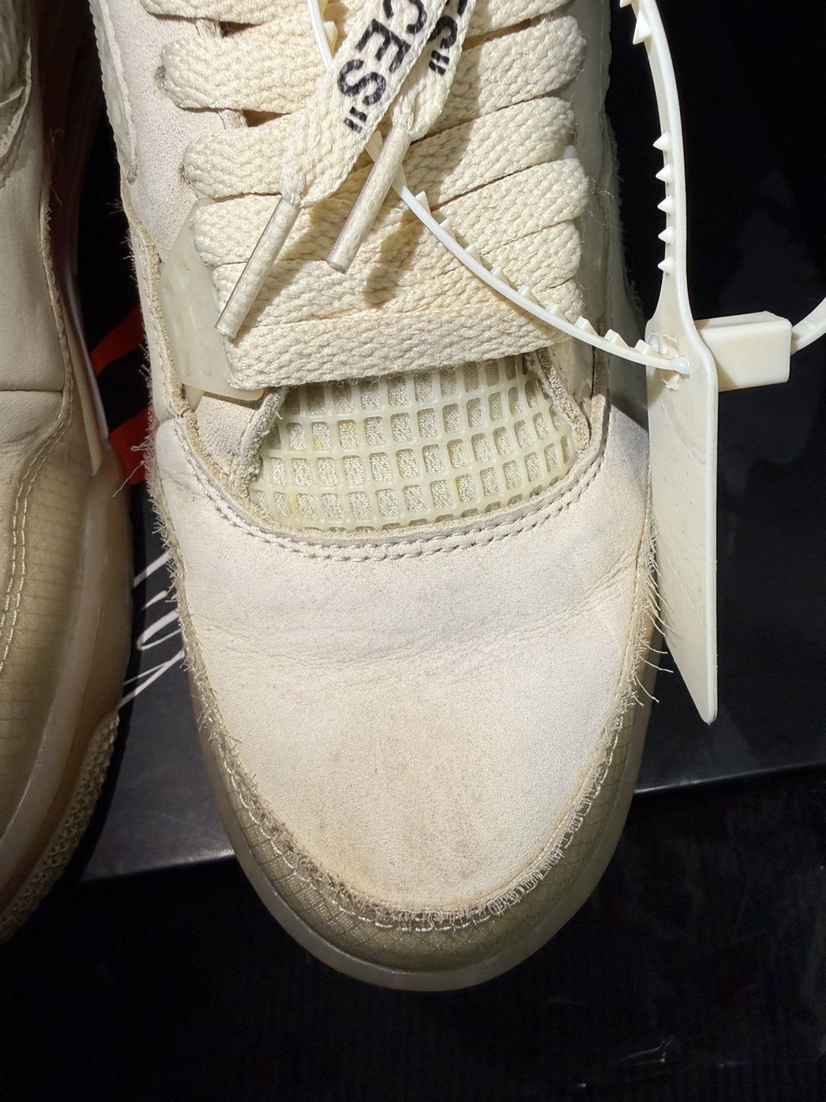 Jordan Brand × Off-White Air Jordan 4 Retro Off-White Sail Size US 9.5 / EU 42-43 - 8 Thumbnail