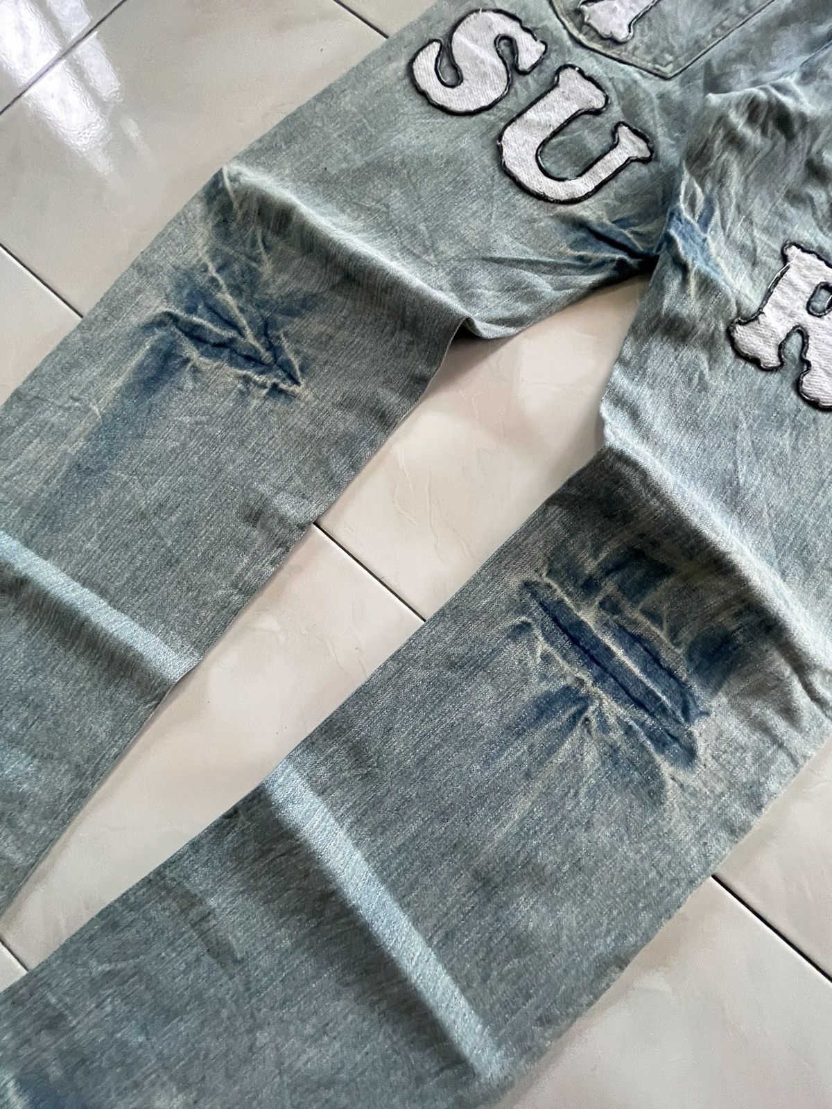 Hysteric Glamour Point Loma Japan I Love ❤️ Surf Patched Faded Wash Jeans Size US 34 / EU 50 - 4 Thumbnail