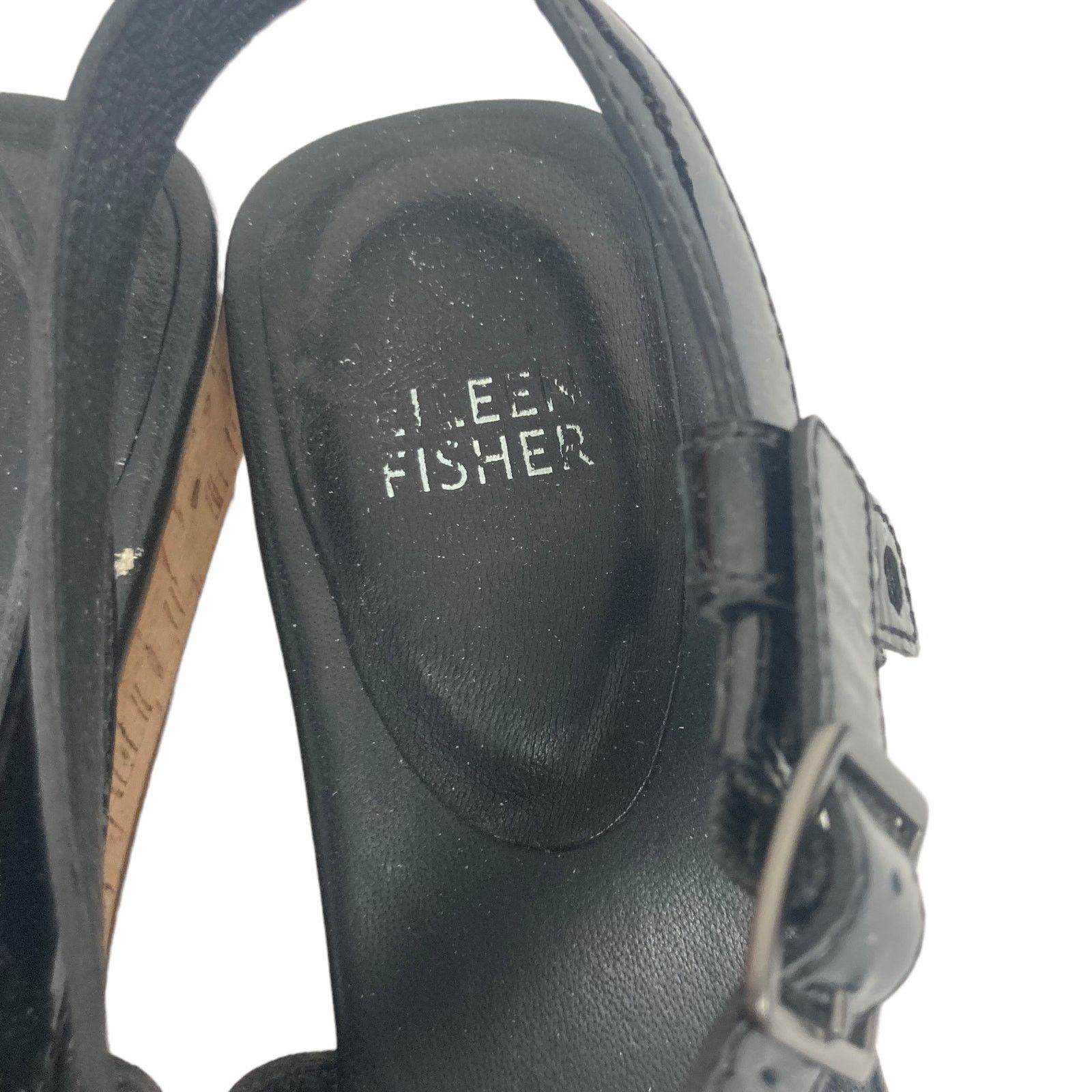 Eileen Fisher Eileen Fisher Black Patent Leather Strappy Wedges Sz 8 Size US 8 / IT 38 - 3 Thumbnail