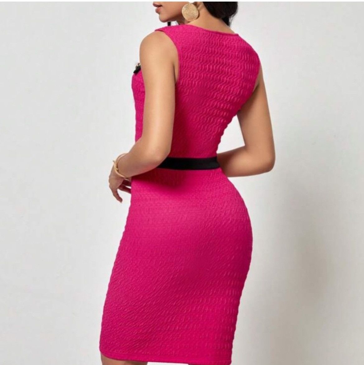 Designer × Other NWT, Lavishly Paris Women’s Hot Pink Button Decor Dress Size M / US 6-8 / IT 42-44 - 10 Thumbnail