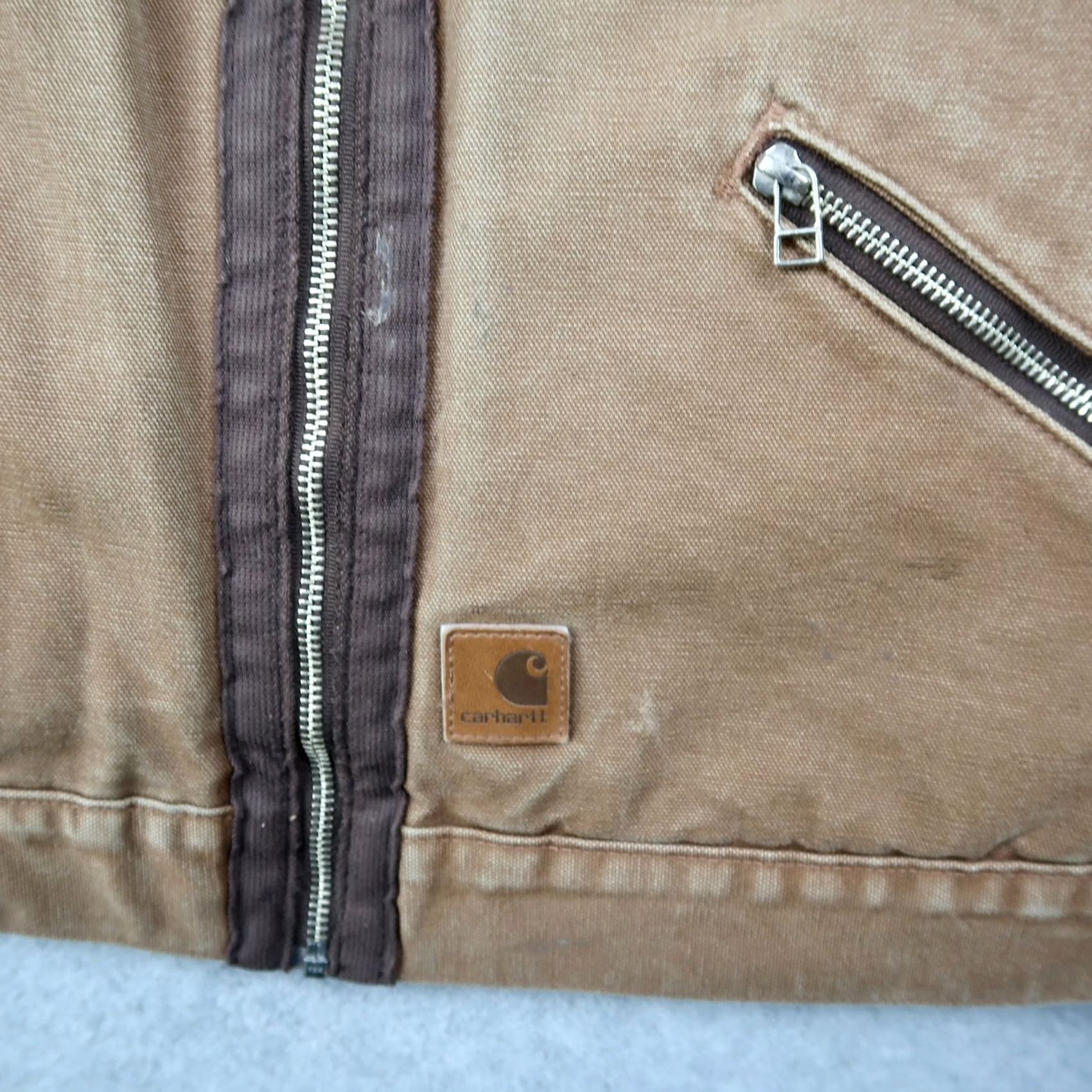 Carhartt VINTAGE Carhartt Jacket Mens XL Brown Full Zip Canvas J297 Lined Sherpa Detroit Bomber Coat Size US XL / EU 56 / 4 - 7 Thumbnail