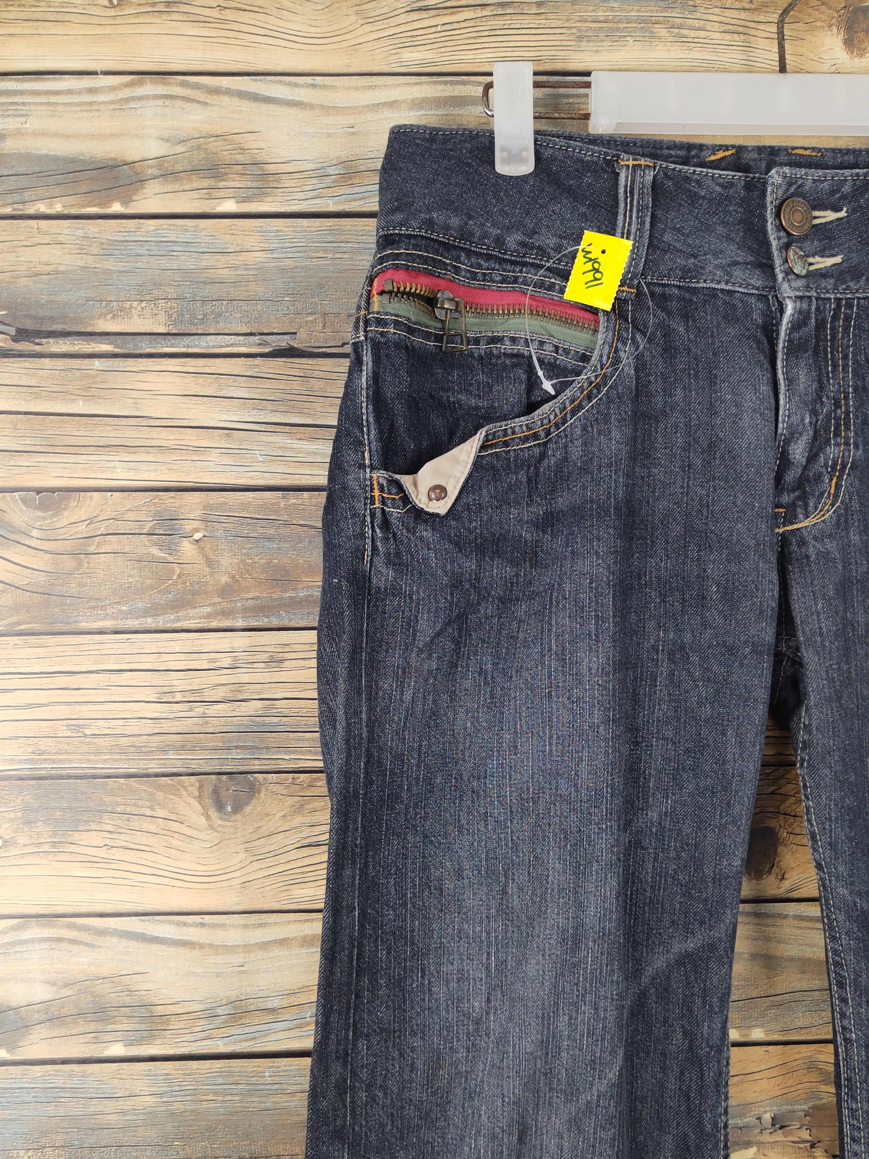Japanese Brand Exit buckle back Distressed Ripped denim punk Jeans #W1991 Size 29" - 3 Thumbnail