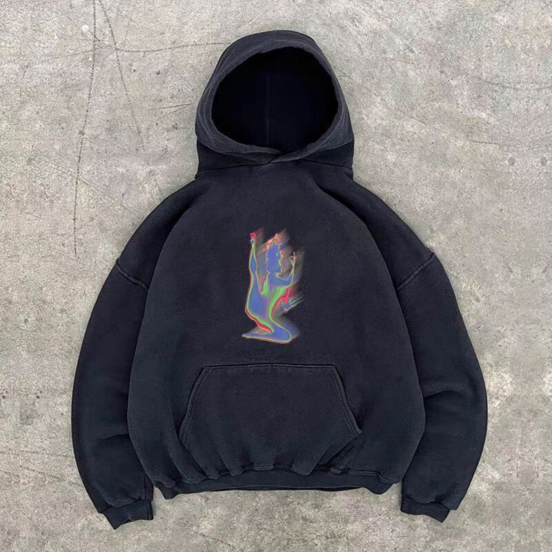 Japanese Brand × Vintage Black casual retro shadow print hoodie y2k Size US L / EU 52-54 / 3 - 1 Thumbnail