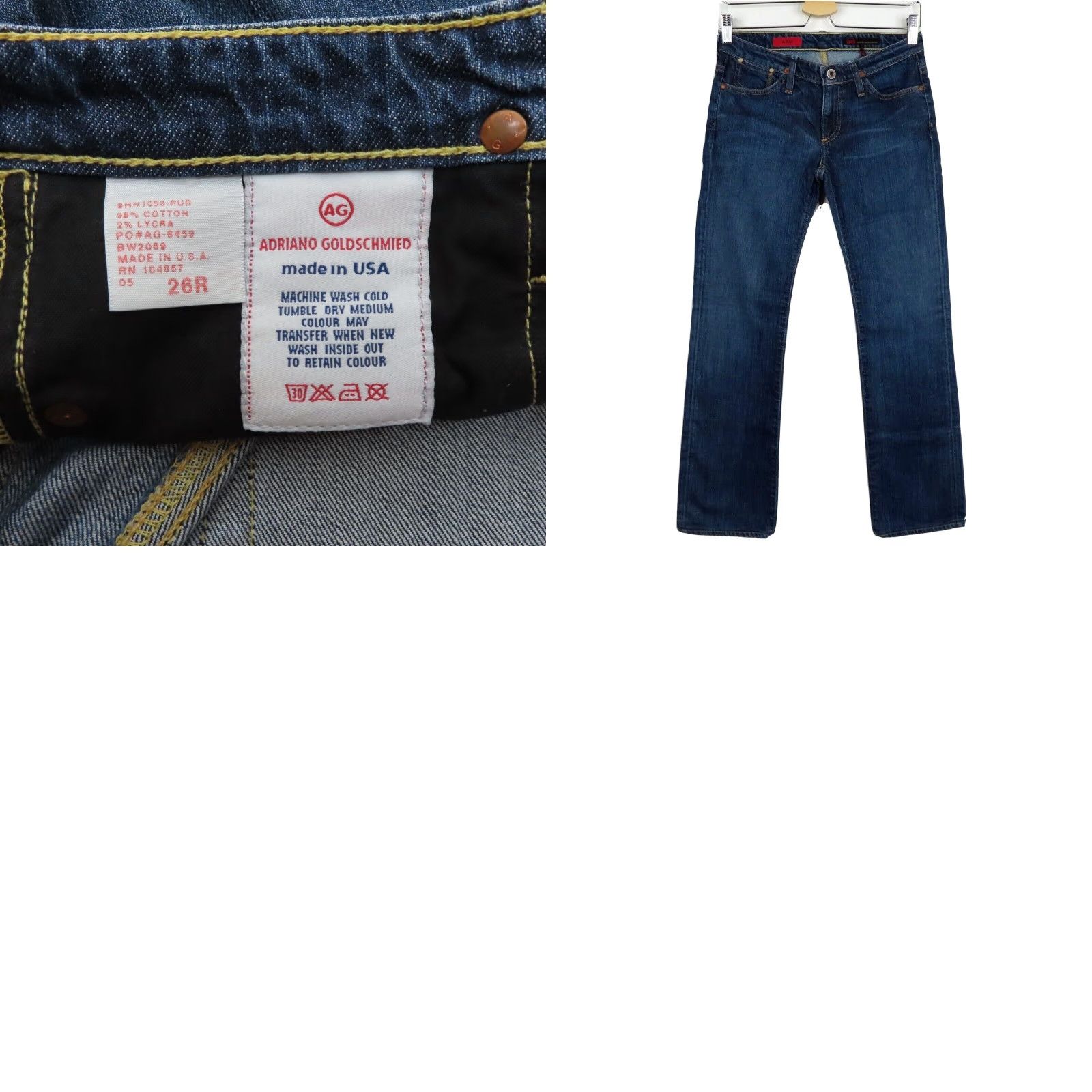 Denime VINTAGE? No. AG Adriano Goldschmied Women Jeans The Kiss Slim Straight Blue Denim 26 Regular Straight 5-Pocket Womens Mens etc Size 26" / US 2 / IT 38 - 8 Thumbnail