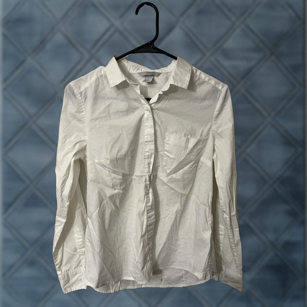 H&M VINTAGE H&M Womens Button-Up Shirt Long Sleeve Solid White Casual 90s Size 10 Size L / US 10 / IT 46 - 1 Thumbnail