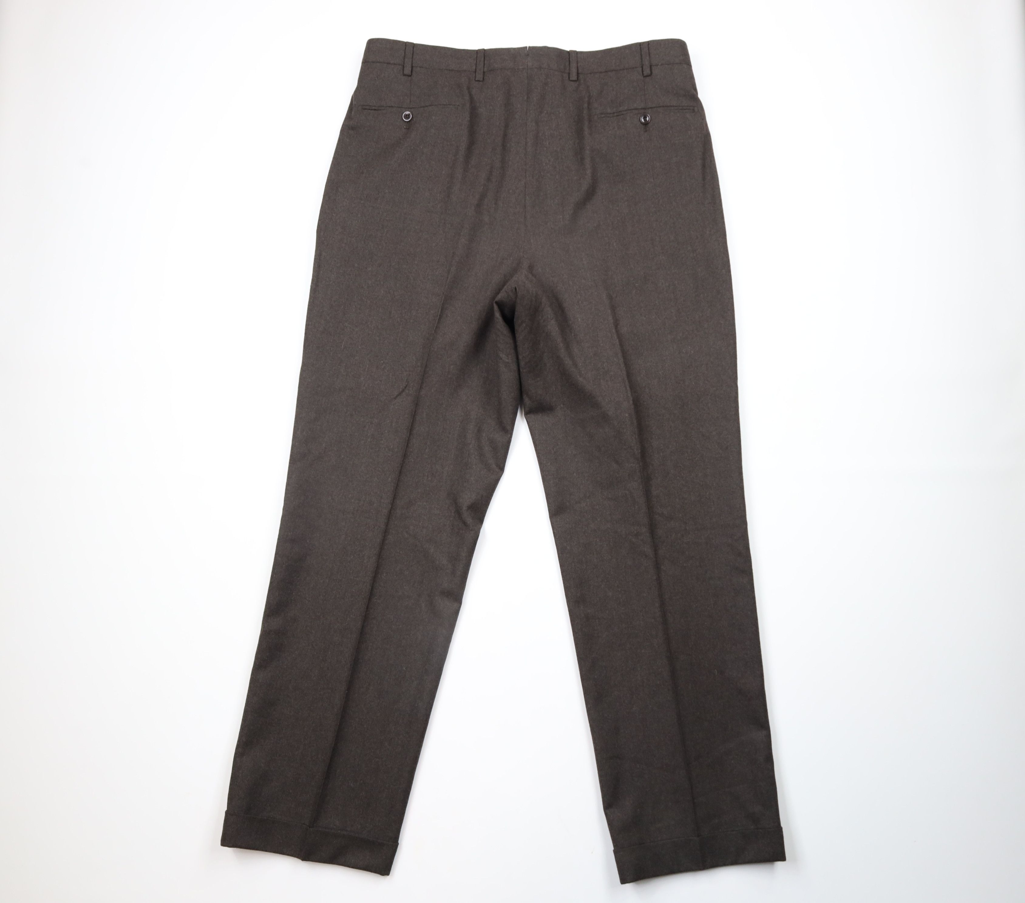Incotex × Vintage Incotex Wool Pleated Cuffed Chino Pants Trousers Brown Size US 36 / EU 52 - 9 Thumbnail