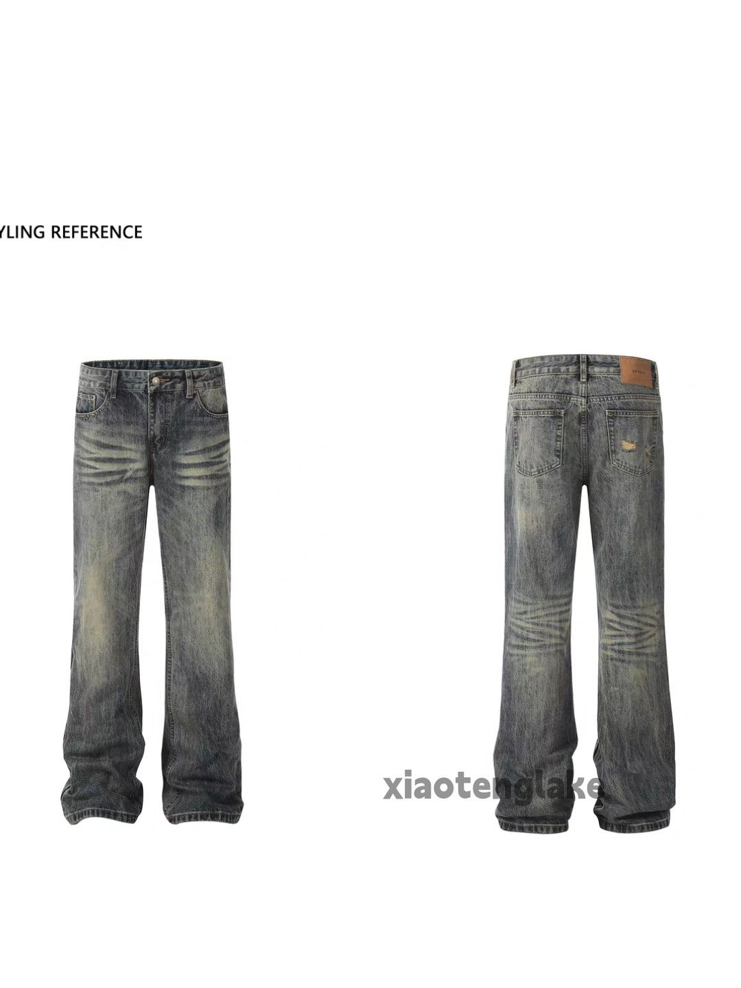 Jean Custom washed faded loose baggy hiphop yuppie jeans Size US 34 / EU 50 - 2 Thumbnail