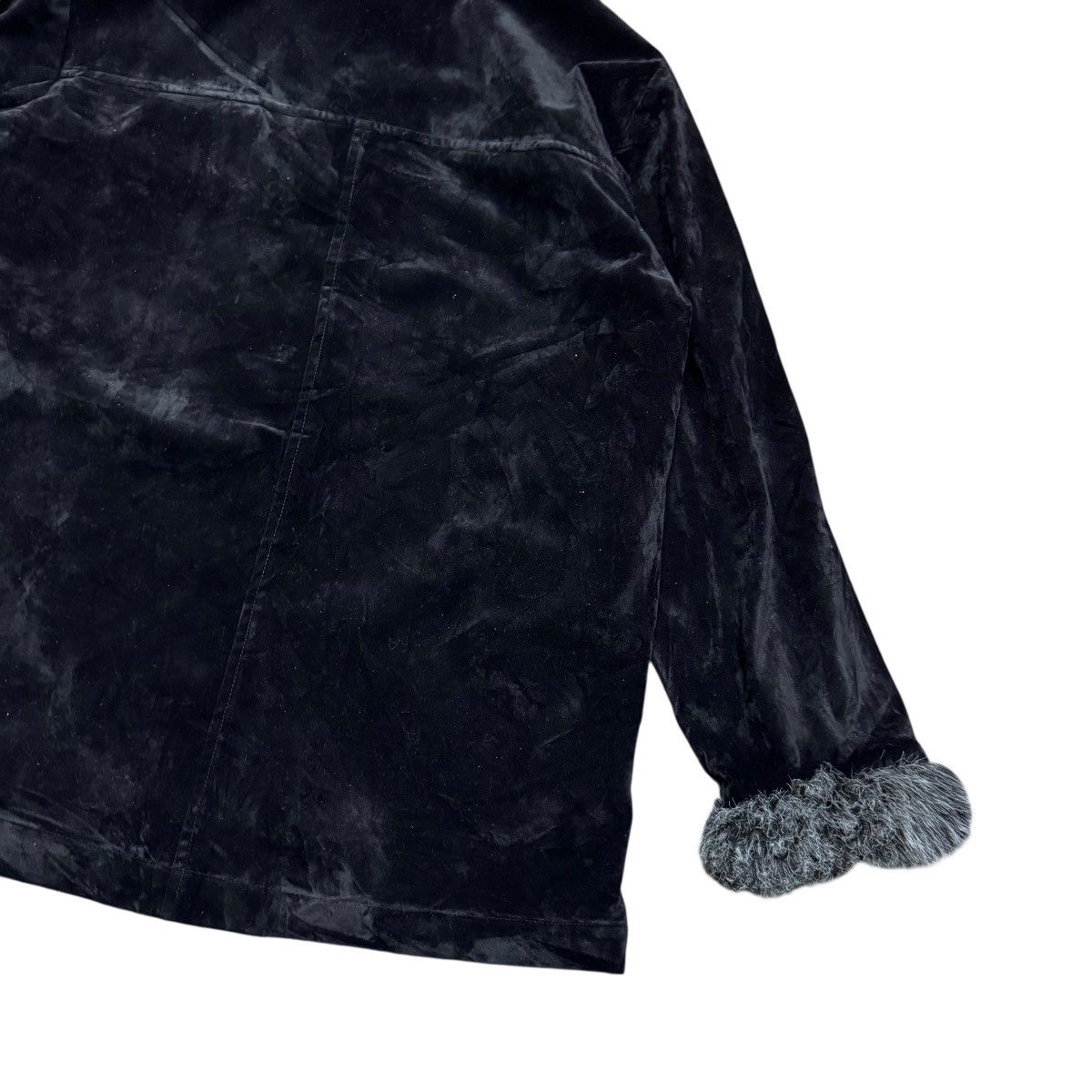 Japanese Brand Sugared Japan Black Velvet Faux Fur Hooded Jacket Size US M / EU 48-50 / 2 - 9 Thumbnail