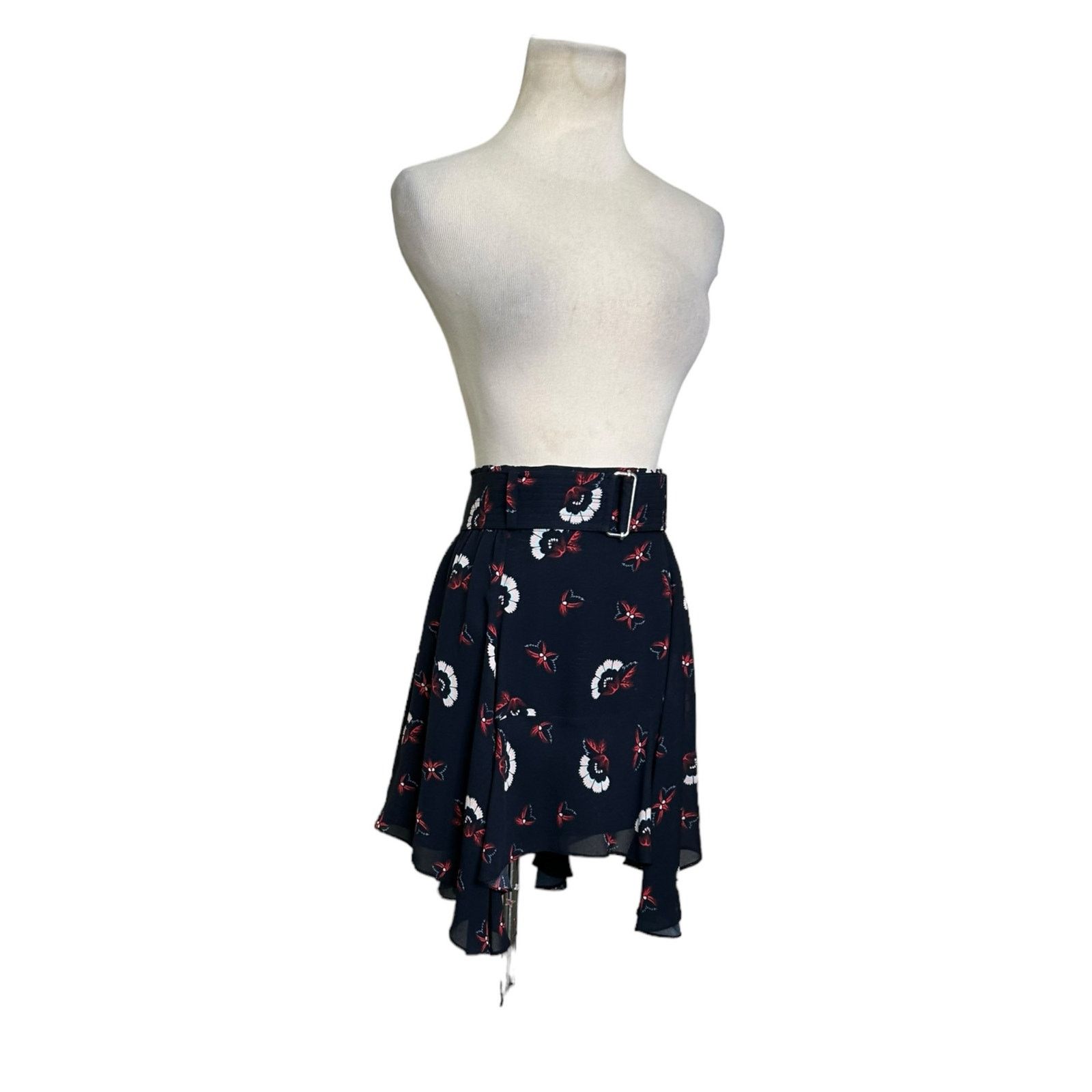 A.L.C. A.L.C blue floral belted handkerchief mini skirt size 2 Size 26" / US 2 / IT 38 - 13 Thumbnail