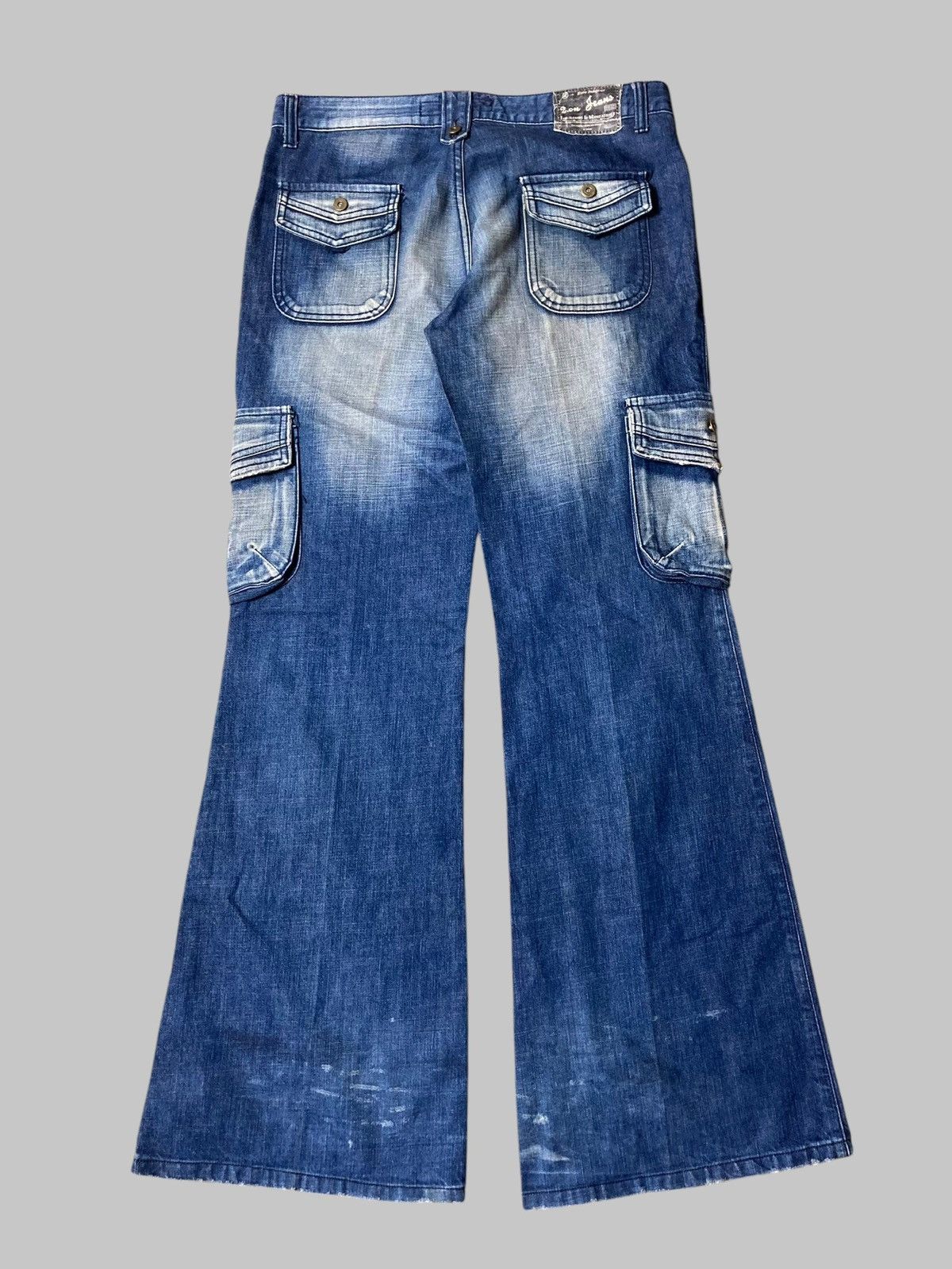 Tornado Mart 2.ON - Flared Fatigue Cargo Washed Jeans Japanese Brand Size US 34 / EU 50 - 3 Thumbnail