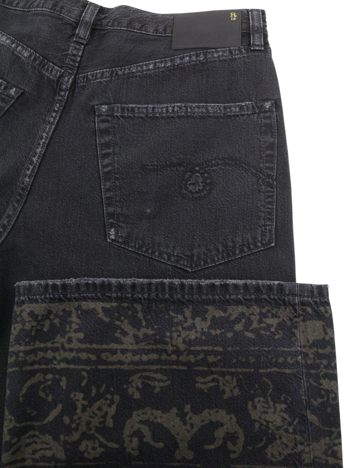 R13 DAMON PLEATED 26 Baroque Black Wide Jeans 89853 Size 26" / US 2 / IT 38 - 6 Thumbnail