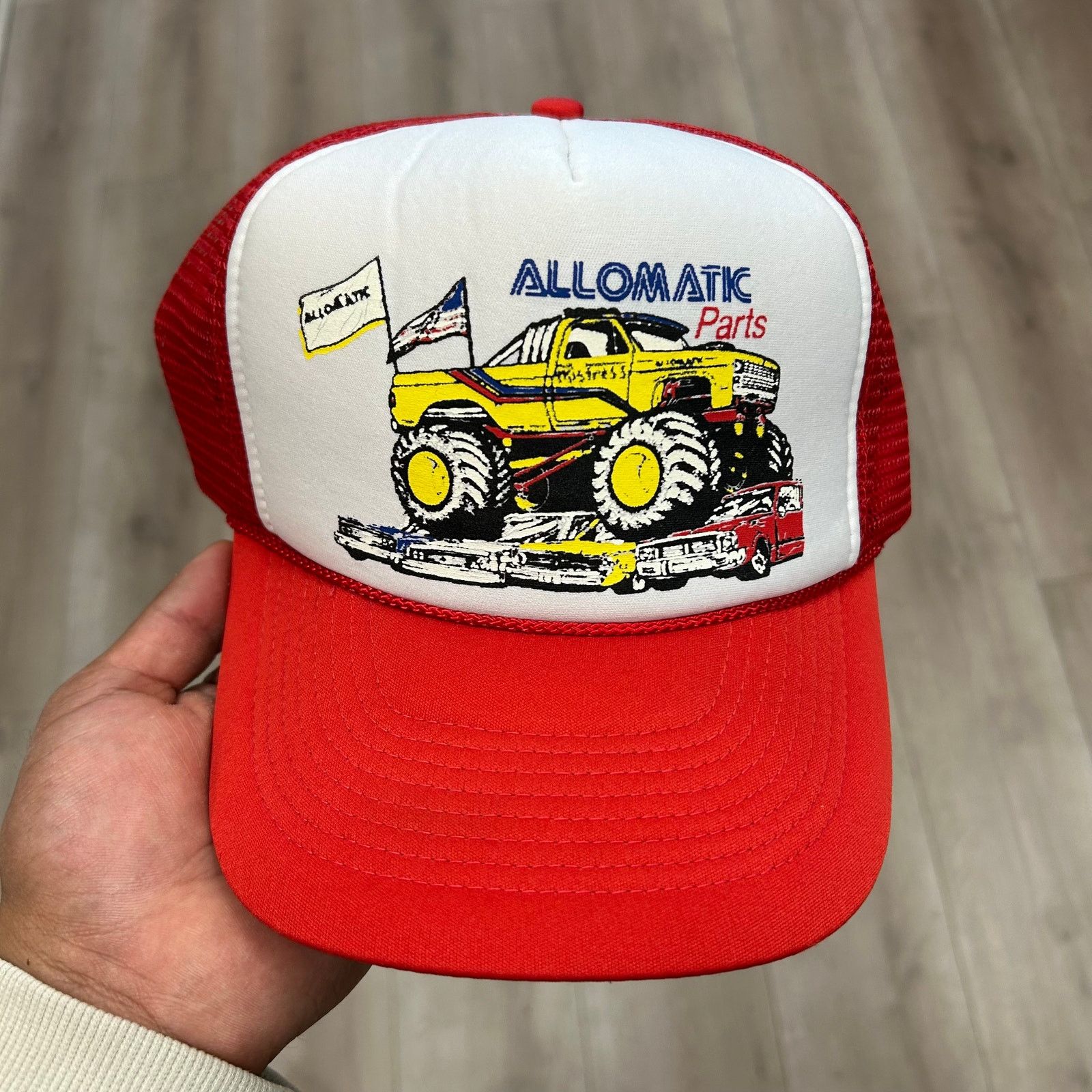 Vintage Vintage Allomatic Parts Monster Truck Trucker Hat Cap Red Size ONE SIZE - 2 Thumbnail