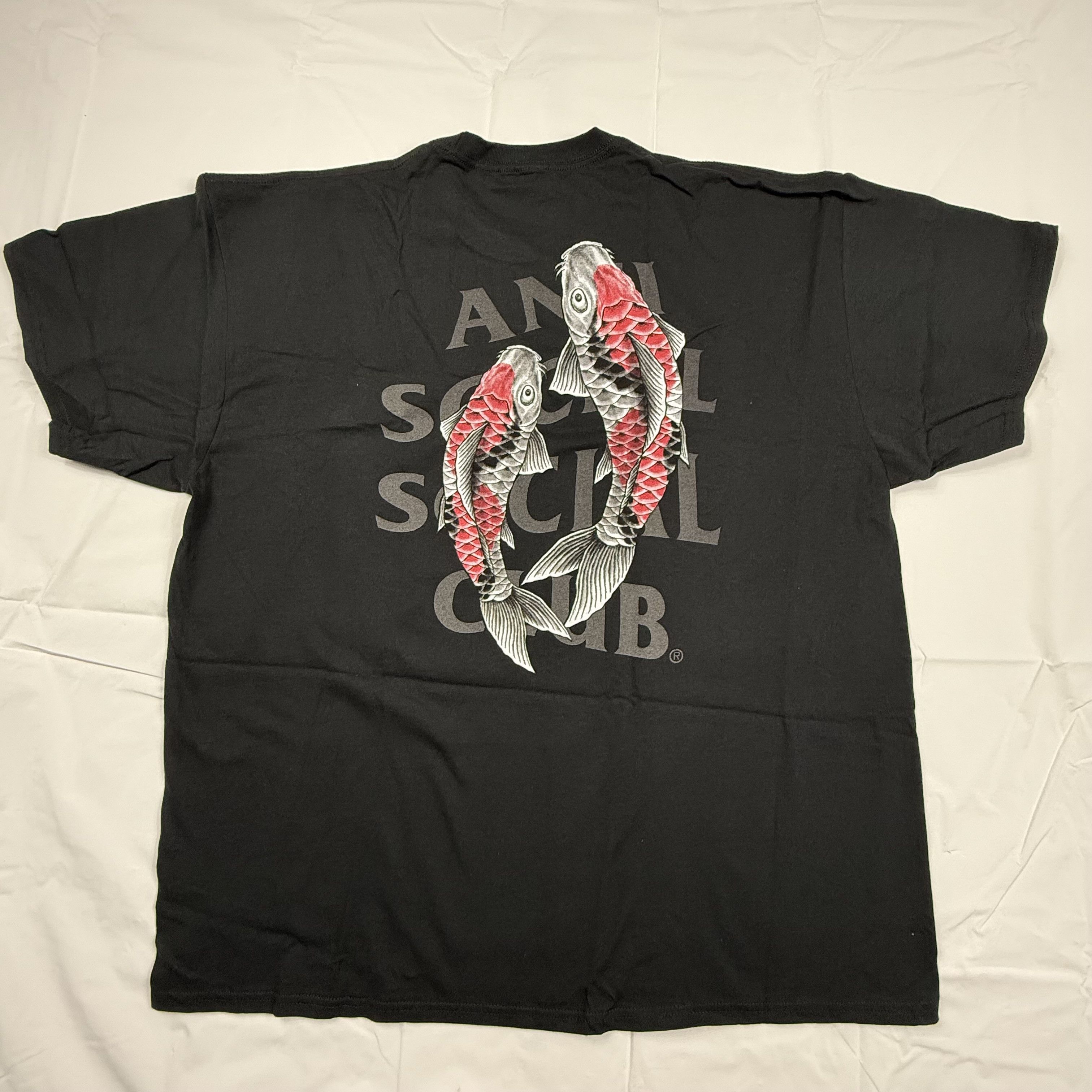Anti Social Social Club Anti Social Social Club Mens Black Koi Fish T-Shirt 2XL Size US XXL / EU 58 / 5 - 1 Thumbnail