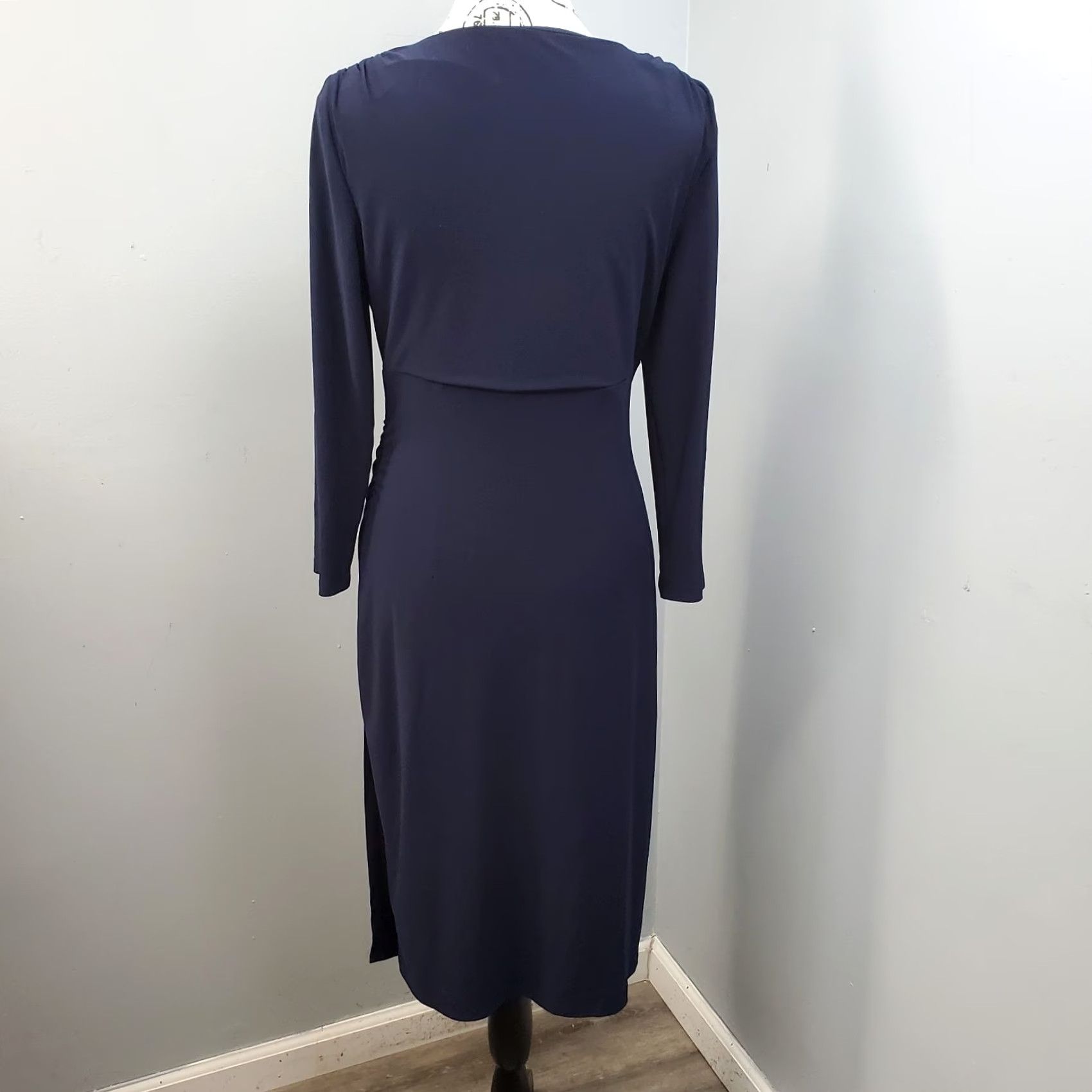 Ralph Lauren Lauren Ralph Lauren Wrap Dress Womens Size 6 Blue Ruched Cocktail Party Long Sleeve Midi Dress Size M / US 6-8 / IT 42-44 - 2 Thumbnail