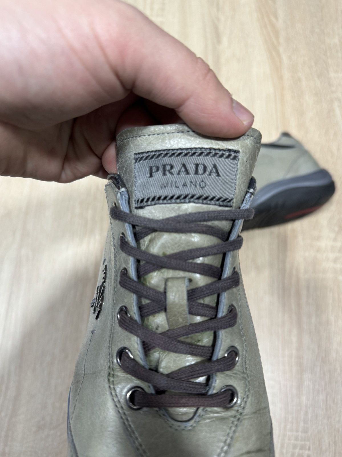 Prada × Vintage Vintage PRADA Leather LowTop Y2K Sneakers Size US 6 / EU 39 - 14 Thumbnail