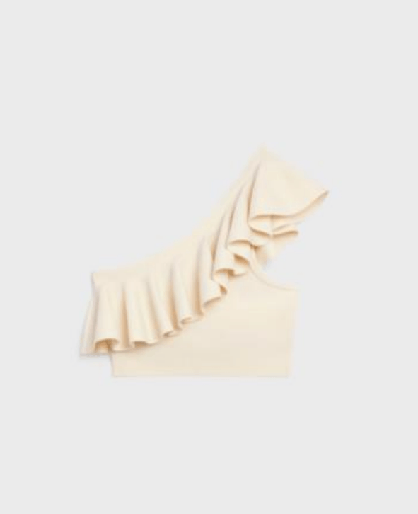 image of Celine O1Bcso1Str0224 2A53X256R.01Ow Crop Top In Off White, Women's (Size XL)