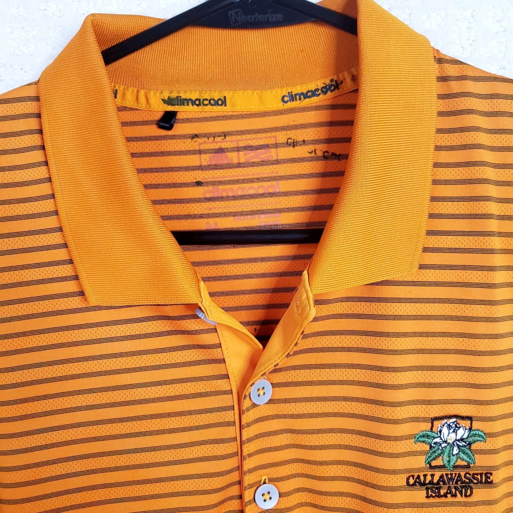 Adidas Adidas Polo Golf Shirt Short Sleeve Orange Striped Climacool M Mens VINTAGE? Size US M / EU 48-50 / 2 - 4 Thumbnail