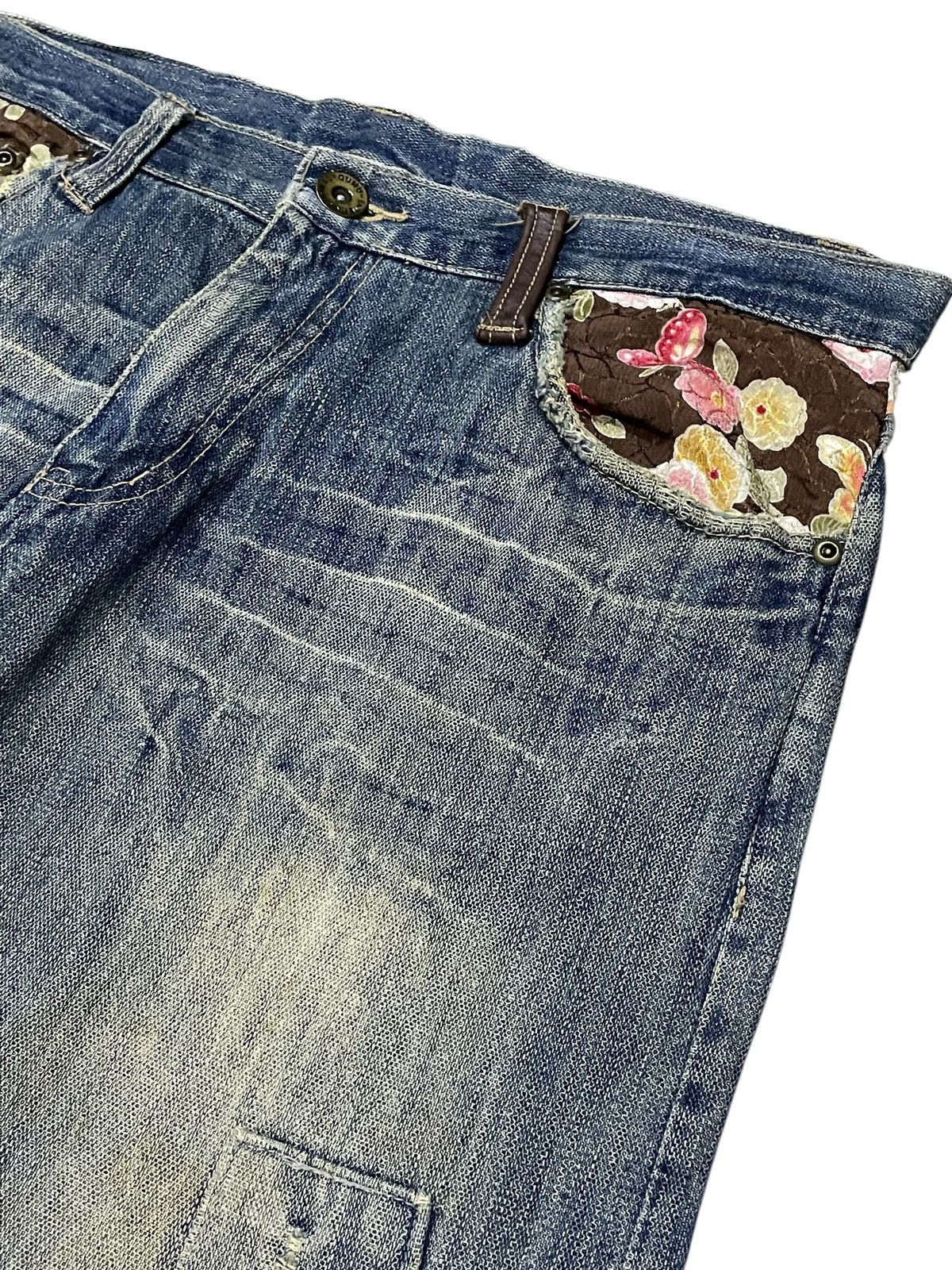 Guru × Hysteric Glamour × Japanese Brand Gumu Japan Boro Patchwork Cut & Sew Leather Trimmed Jeans Size US 32 / EU 48 - 9 Thumbnail