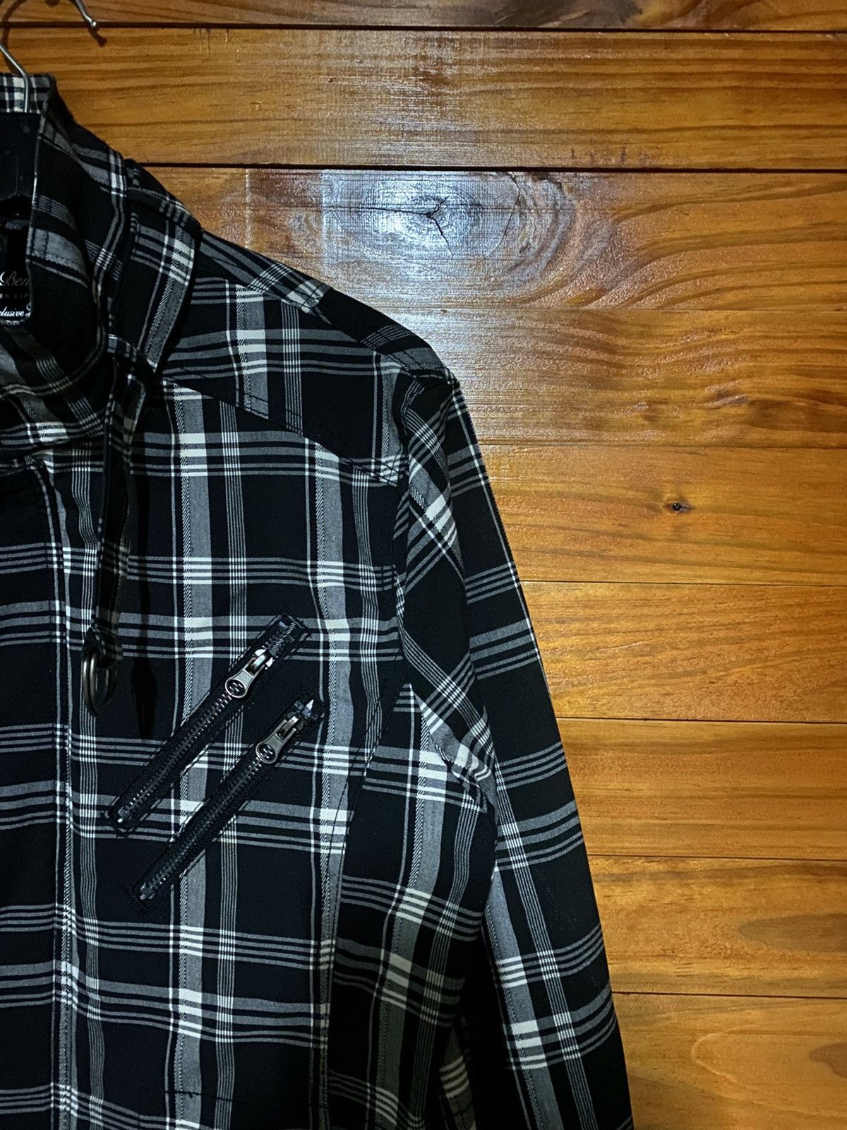 Japanese Brand Beno Modern Expression Black White Plaid Lolita Long Jacket Size US M / EU 48-50 / 2 - 9 Thumbnail