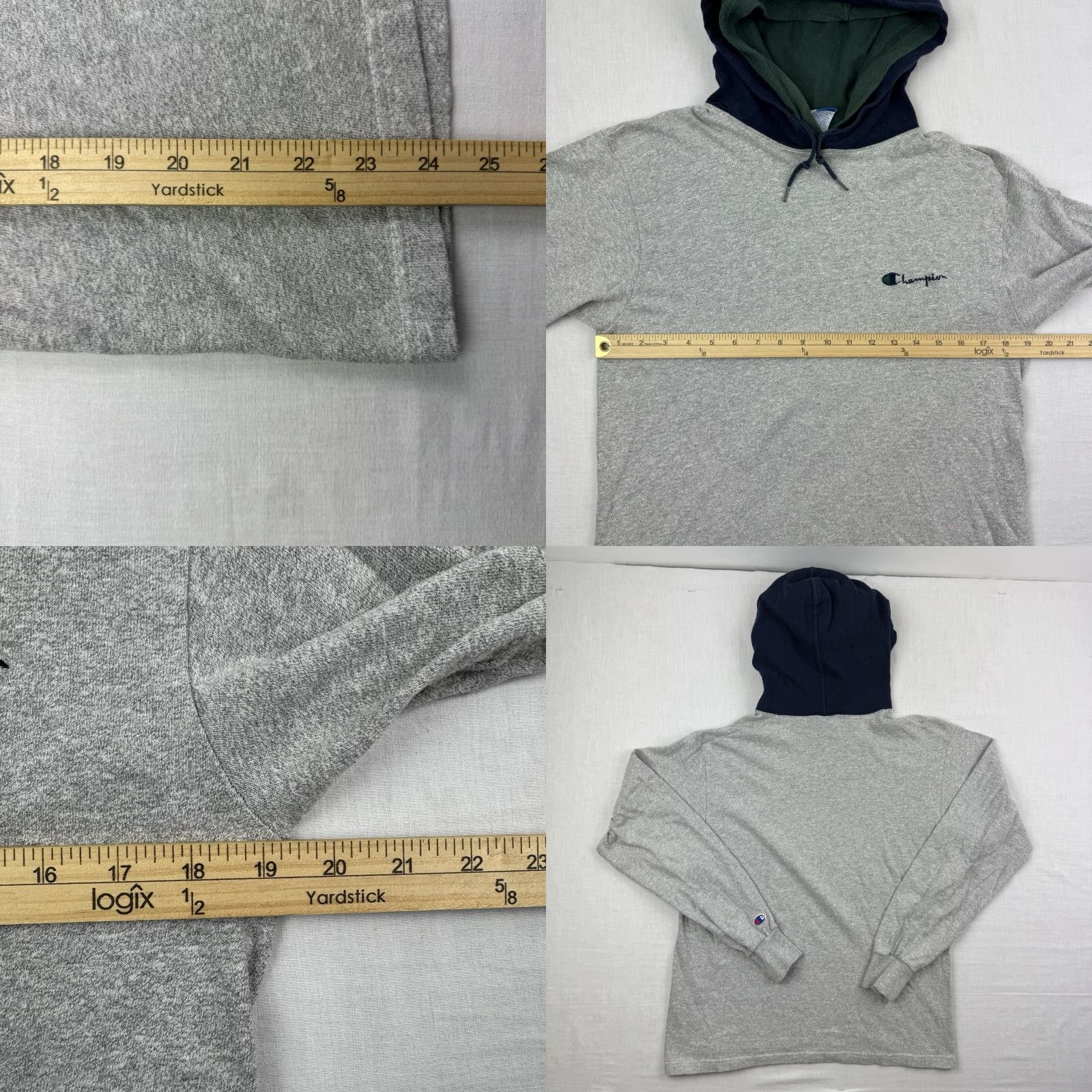 Champion VINTAGE Champion Hoodie Adult Medium Gray 90s Embroidered Pullover Mens Size US M / EU 48-50 / 2 - 8 Thumbnail