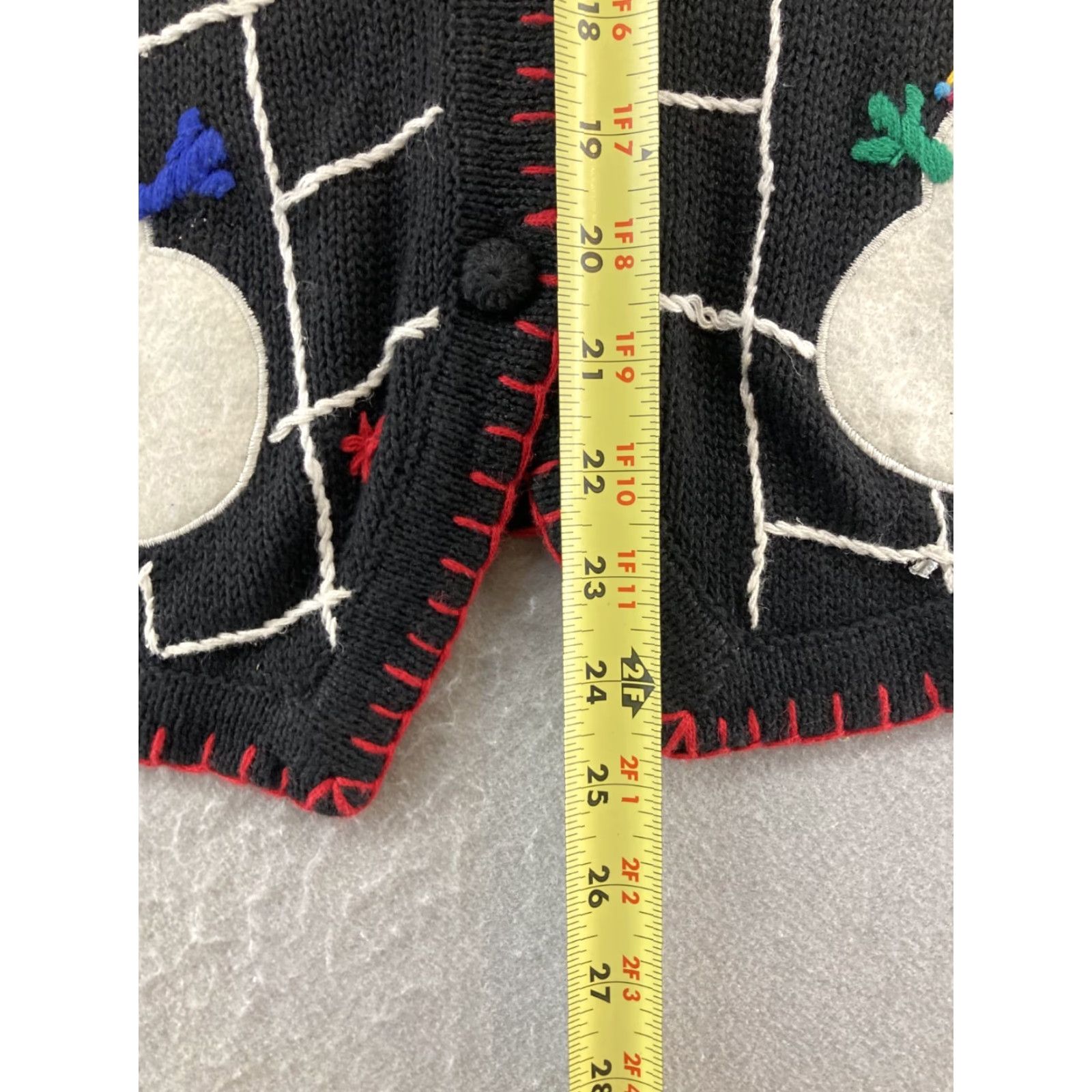 Vintage OHI Black Christmas Snowmen Sweater Vest Womens L Knitted Ugly Holiday Christmas Pattern Embroidered Cap Sleeve Size L / US 10 / IT 46 - 5 Thumbnail