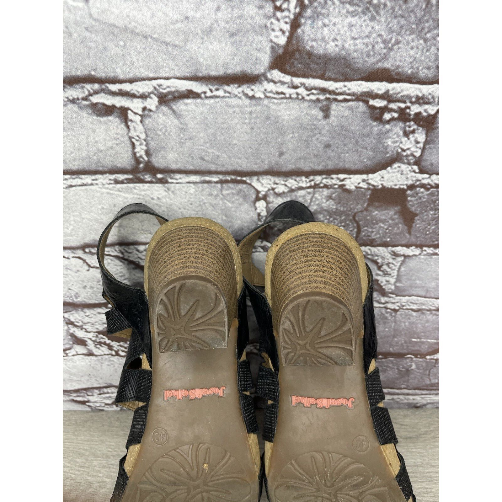 JOSEF SEIBAL Josef Seibel Ruth 29 Black Leather Casual Lace Heel Sandals Size US 9.5 / IT 39.5 - 22 Thumbnail