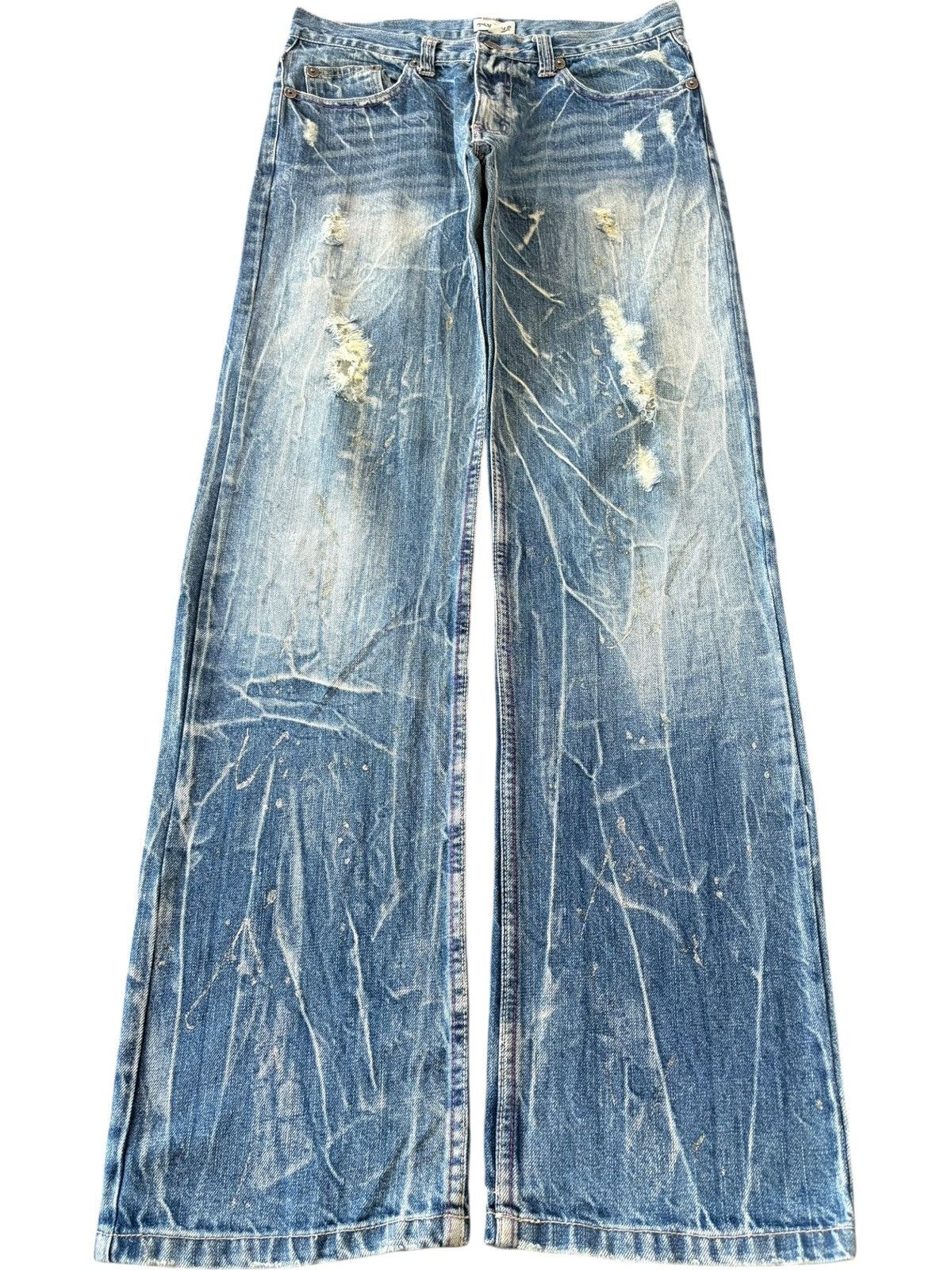 Hysteric Glamour Vintage Japanese Brand Painted Distressed Loose Jeans Size US 31 - 1 Thumbnail