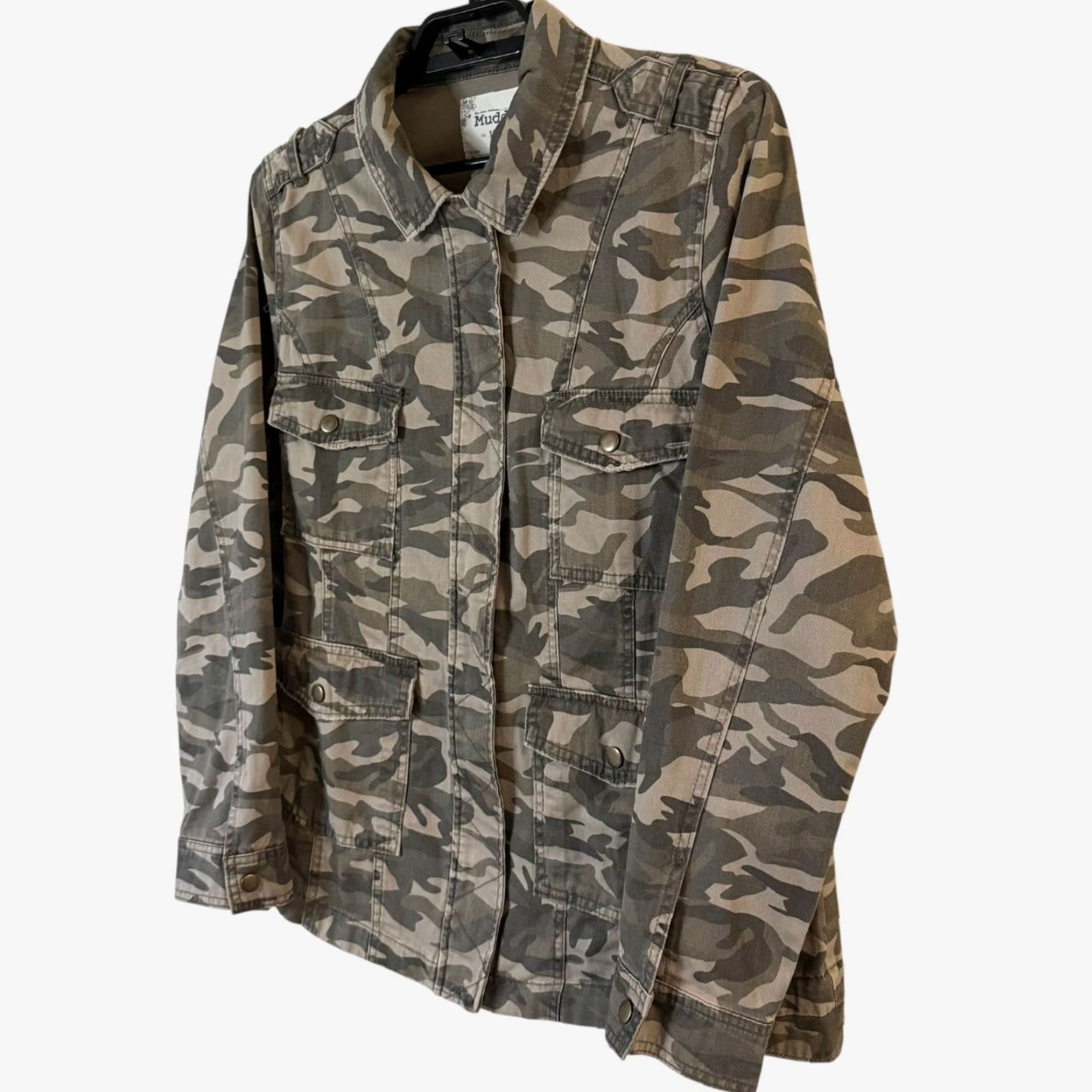 Vintage VINTAGE Mudd Camo Jacket Green Women's XL Military Grunge Casual Cargo 100% Cotton Size XL / US 12-14 / IT 48-50 - 2 Thumbnail