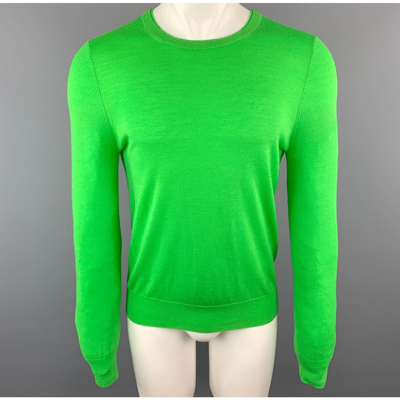 Paul Smith PAUL SMITH S Green Merino Wool Crew-Neck Pullover Sweater Size US S / EU 44-46 / 1 - 1 Thumbnail