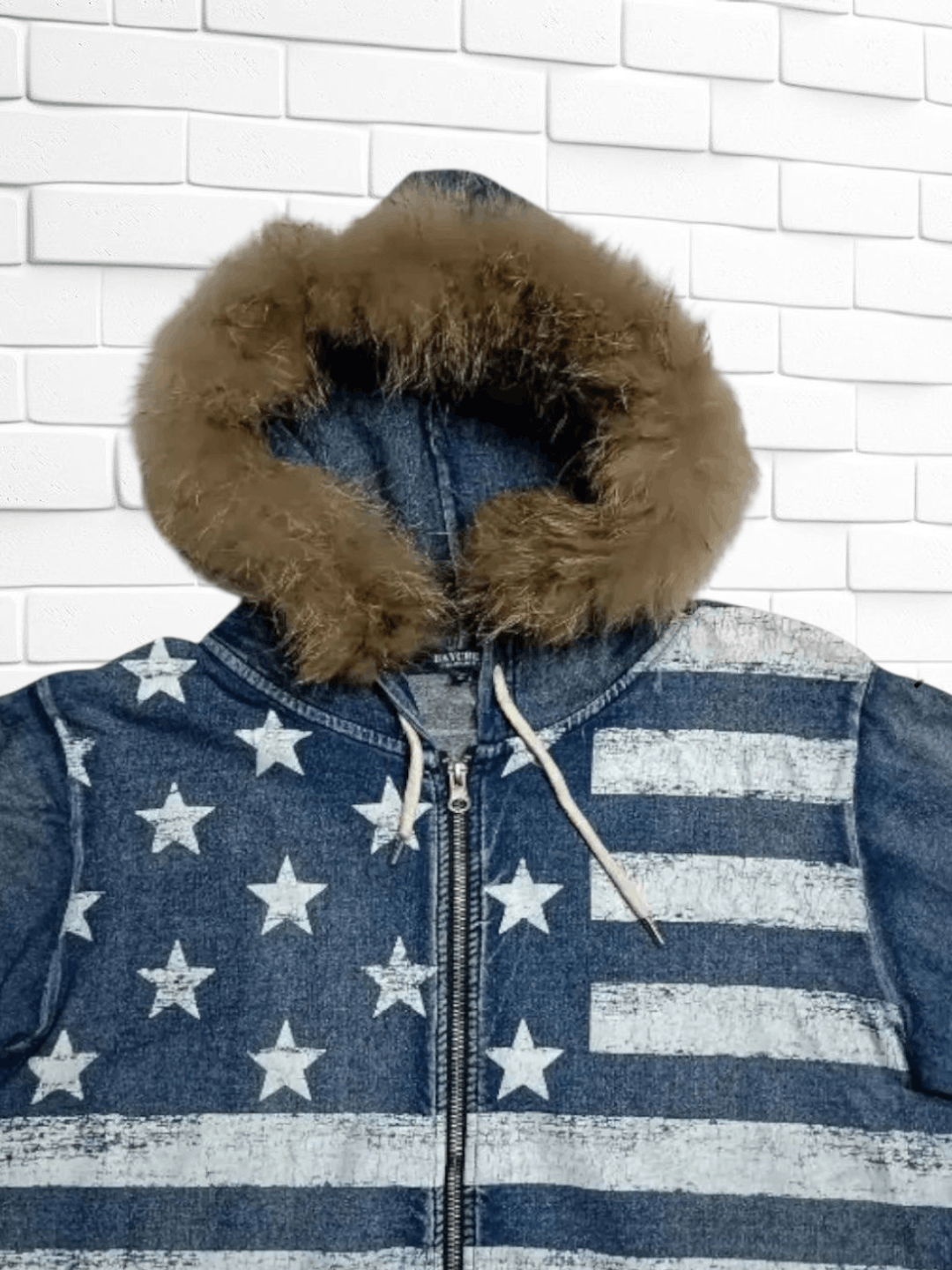 Japanese Brand Sweater Zip Up Hoodie Fur American Flag Size US L / EU 52-54 / 3 - 4 Thumbnail