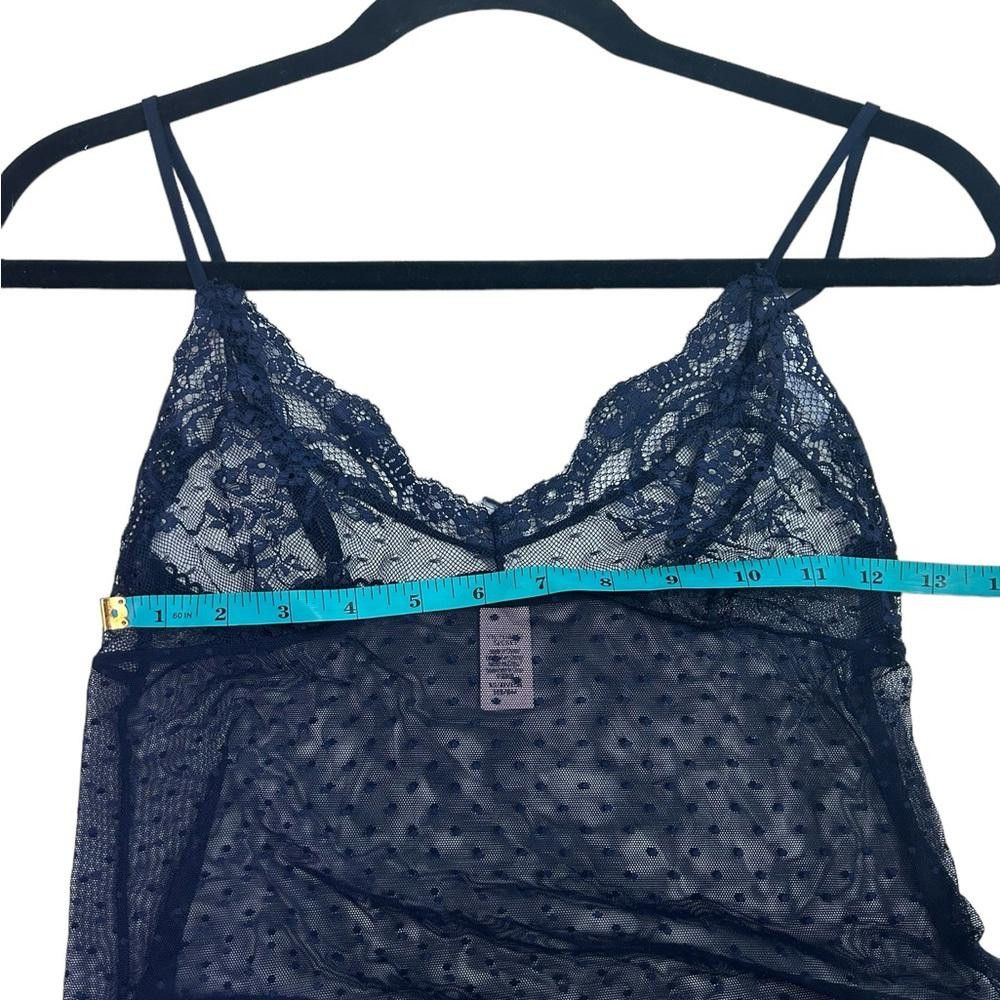 Designer Victoria’s Secret l Navy Sheer Lace Polka Dot Slip Gown XS Size ONE SIZE - 6 Thumbnail