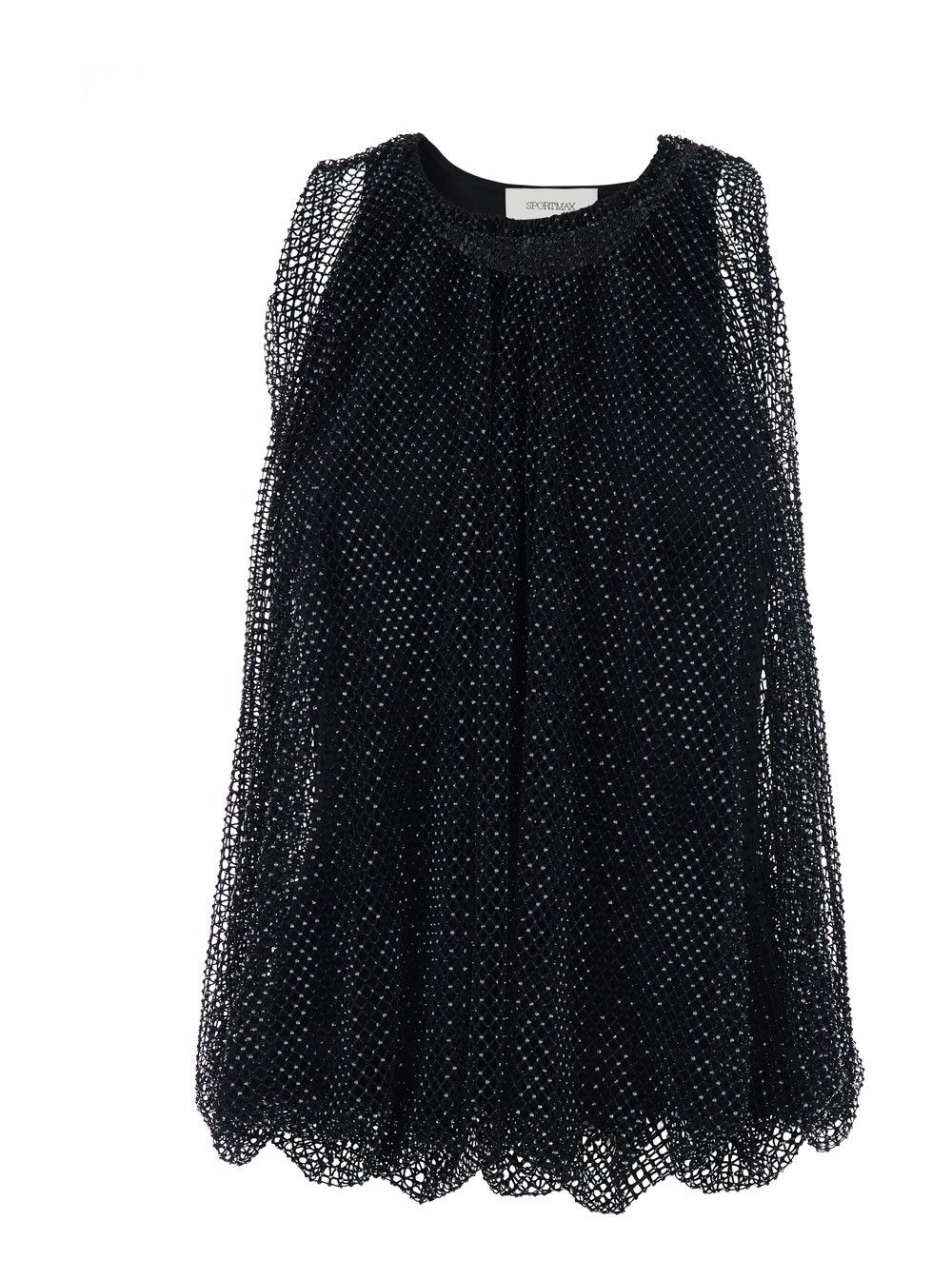 Sportmax Top with Mesh Design and All-Over Applied Rhinestones in Black Fabric for Women Size M / US 6-8 / IT 42-44 - 1 Thumbnail