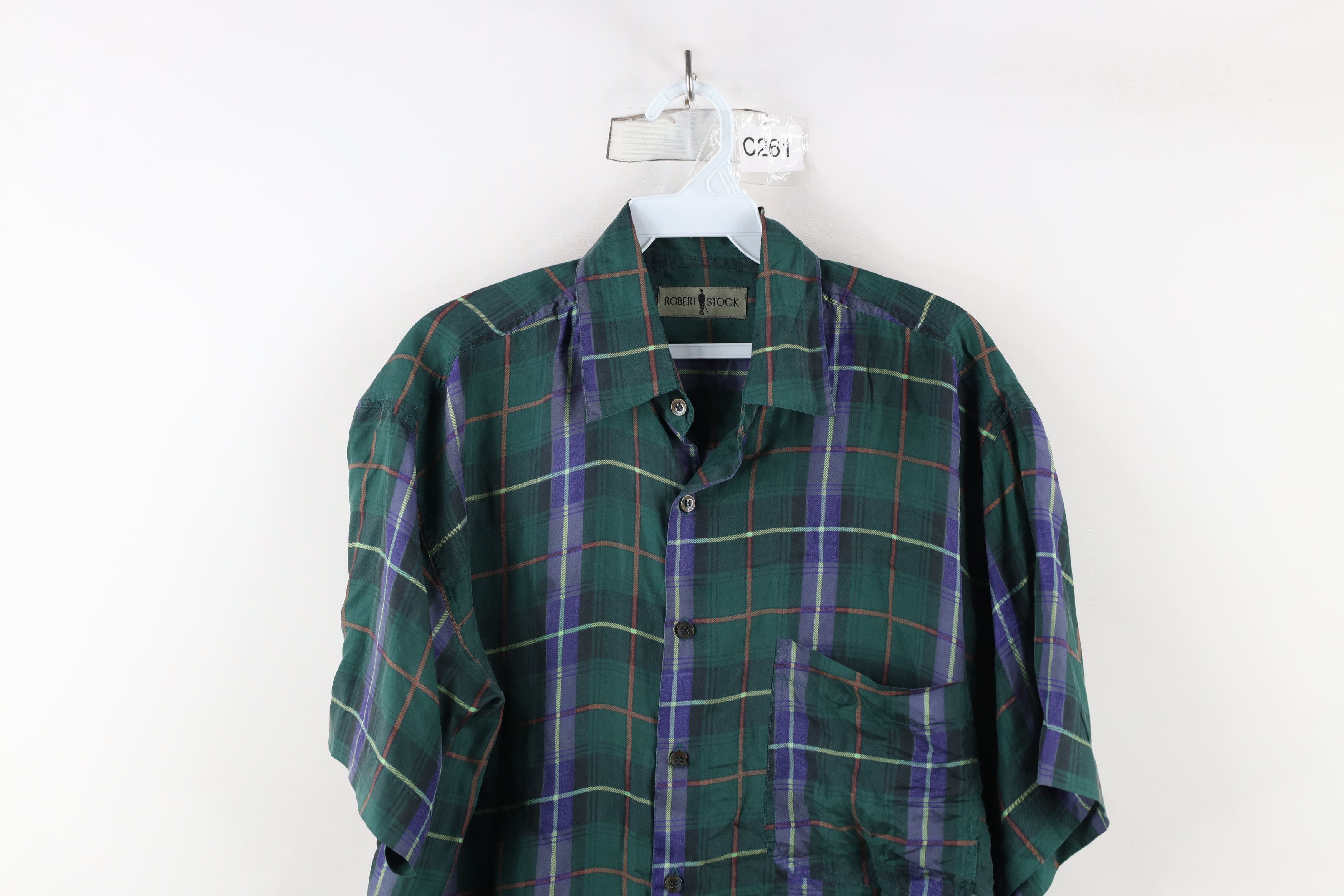 Vintage Vintage 90s Streetwear Fit Silk Collared Button Shirt Plaid Size US S / EU 44-46 / 1 - 2 Thumbnail