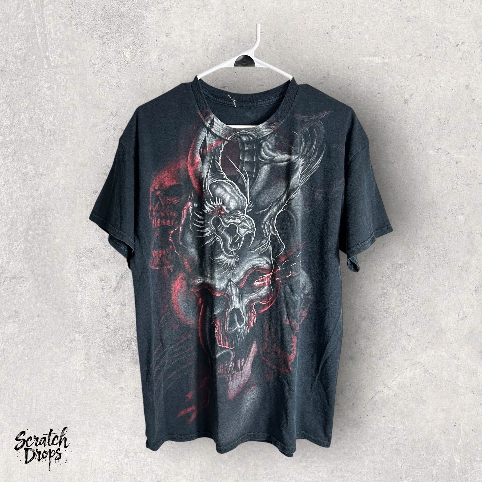 Other Vtg Cyber Y2K Mens Affliction Style Dragon Skulls Big AOP Size US L / EU 52-54 / 3 - 1 Thumbnail