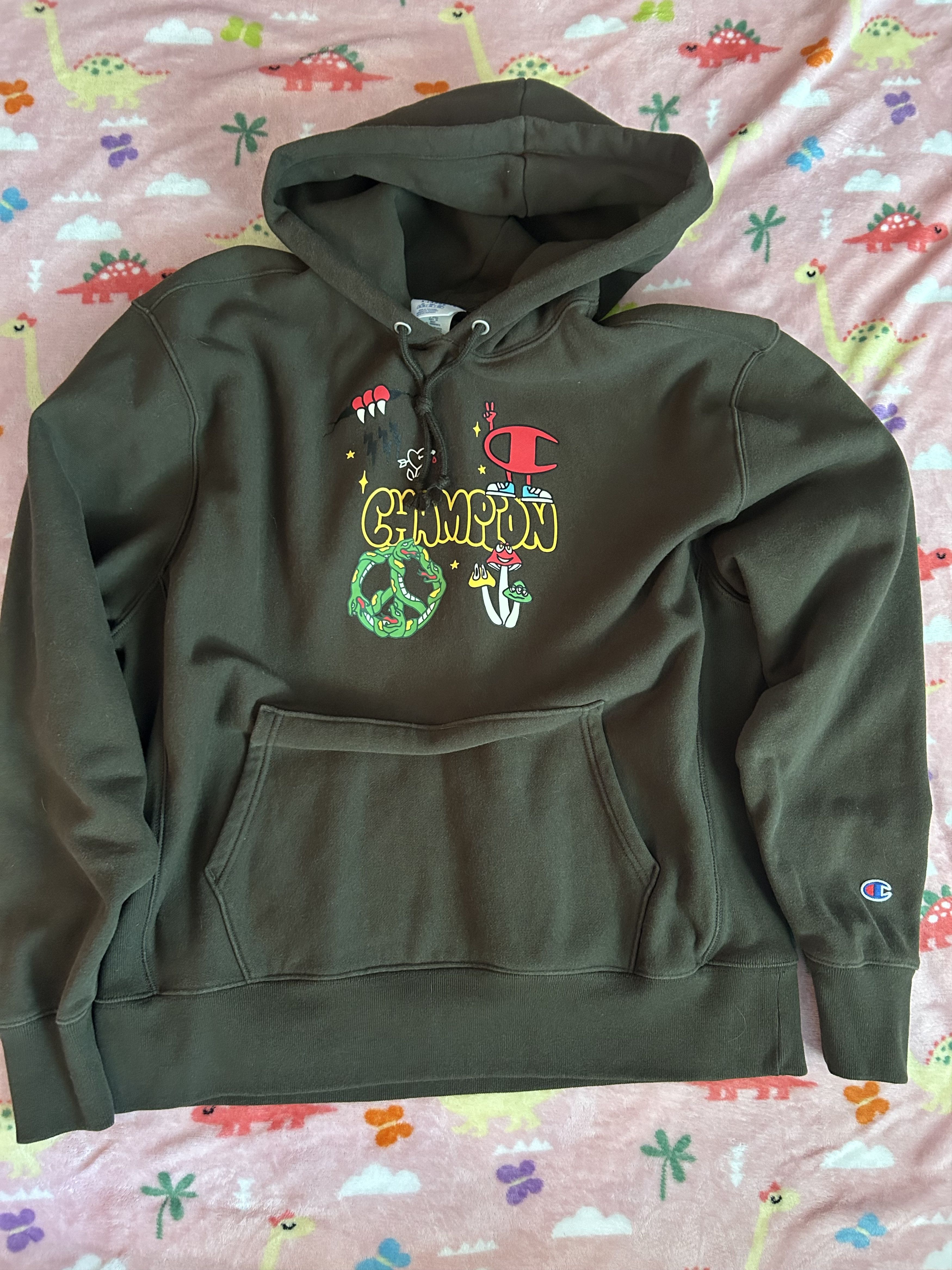 Champion DEADSTOCK OD Green w/Mushroom Print Size US XL / EU 56 / 4 - 1 Thumbnail