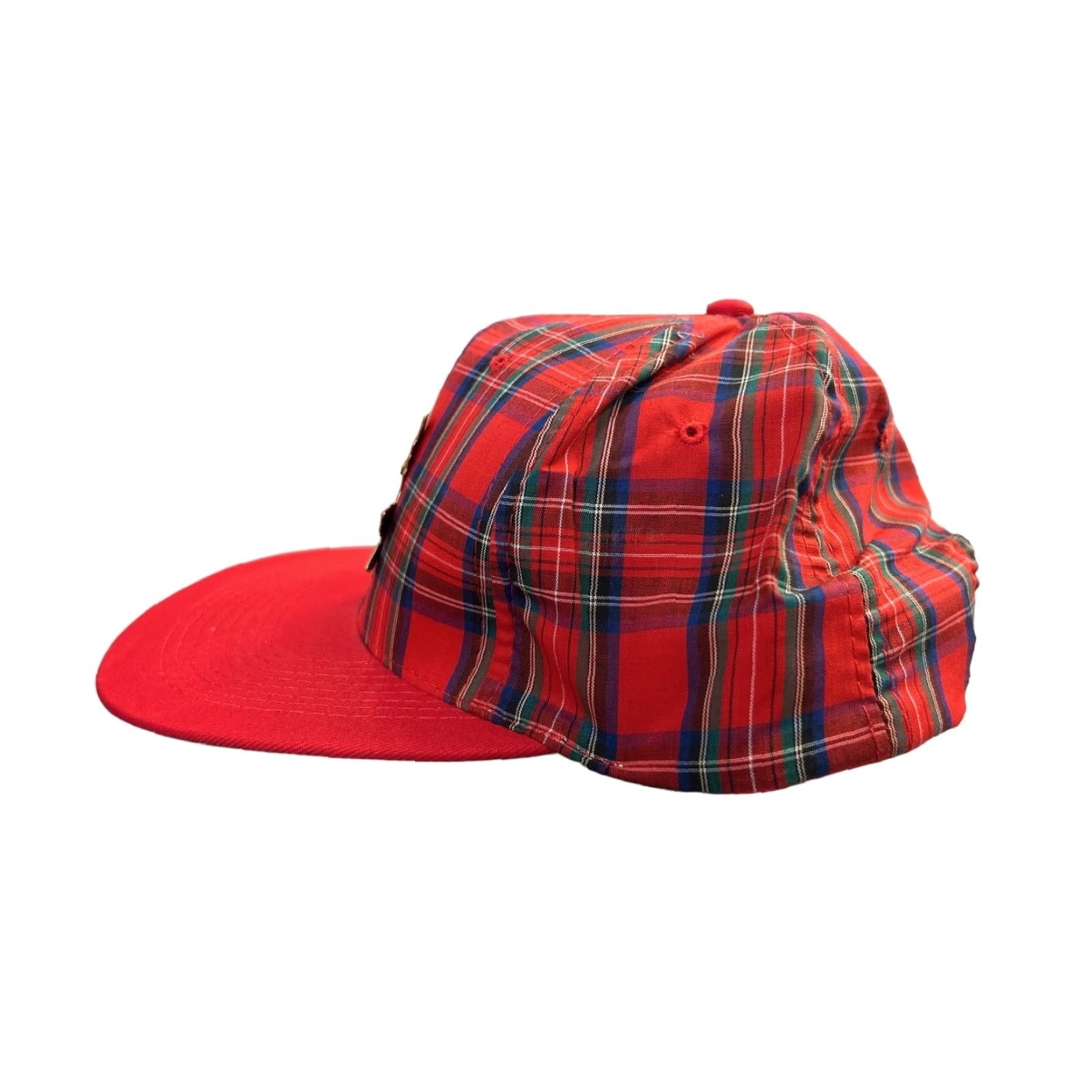 Vintage VINTAGE KC Tartan Plaid Weed Snap Back Hat Cap Men One Size Red 90s NWOT Adults Mens Size ONE SIZE - 4 Thumbnail