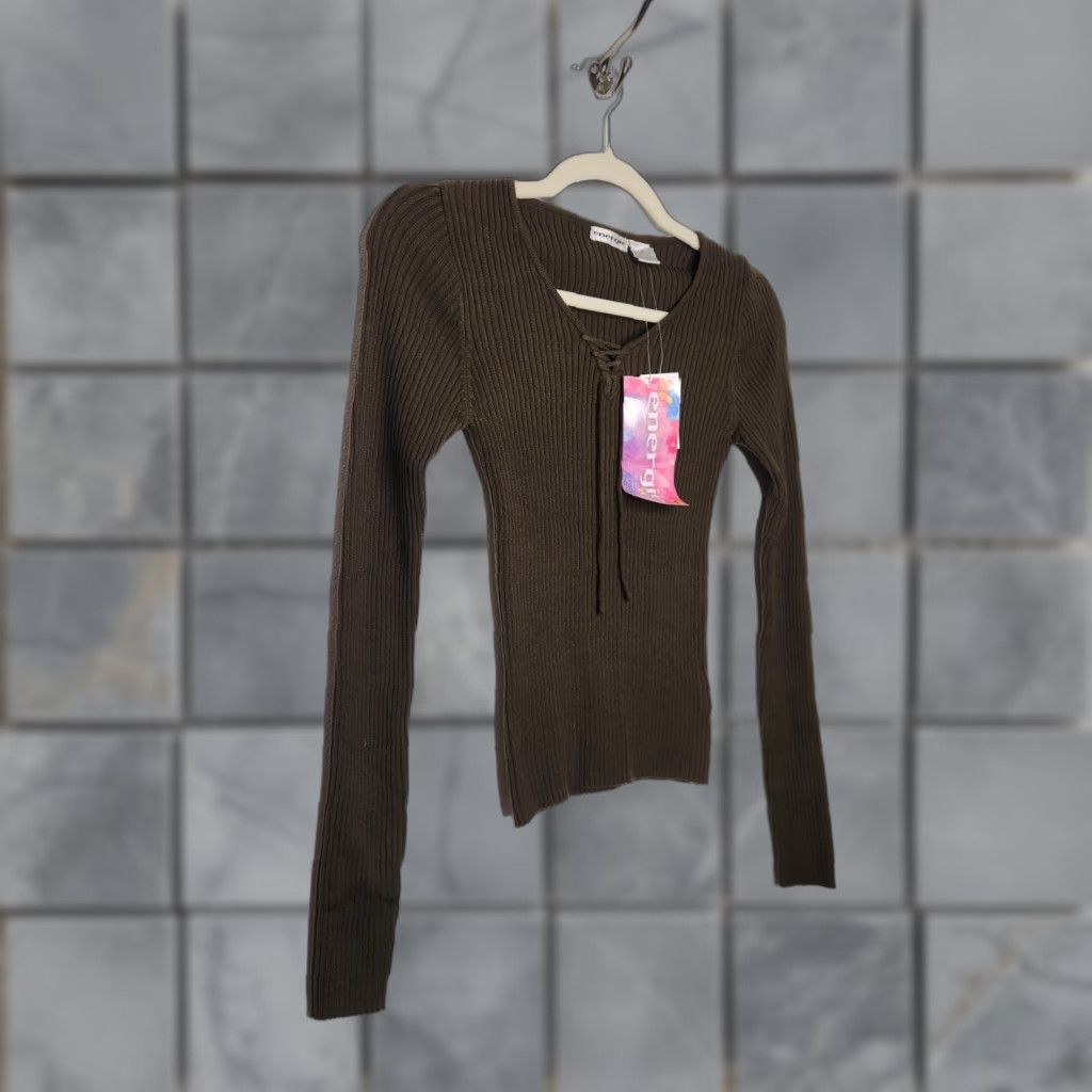 Energie VINTAGE Energie Brown Ribbed Long Sleeve T-Shirt Small Womens NWT Fairy Witch Y2K Fall 90s Grunge Emo Punk Retro AOP Size S / US 4 / IT 40 - 1 Thumbnail