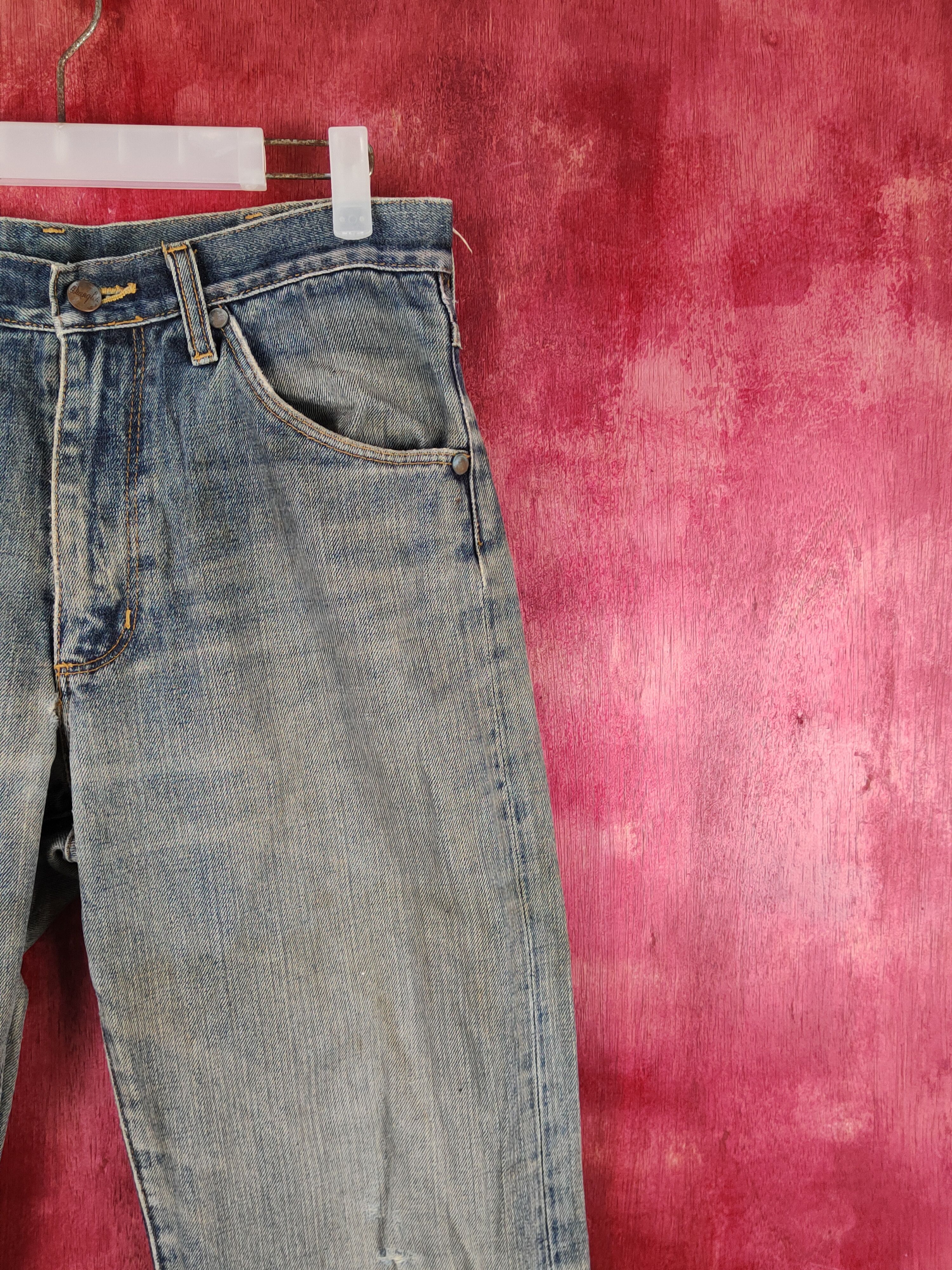 Japanese Brand Wrangler Dark Blue Faded Distressed Ripped Jeans #S2246 Size US 31 - 5 Thumbnail