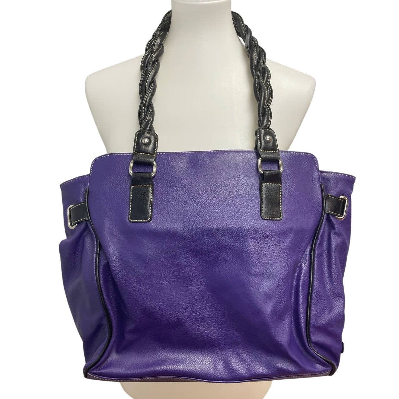 Other Rosetti Purple Faux Leather Braided Handle Handbag Purse Size ONE SIZE - 7 Thumbnail