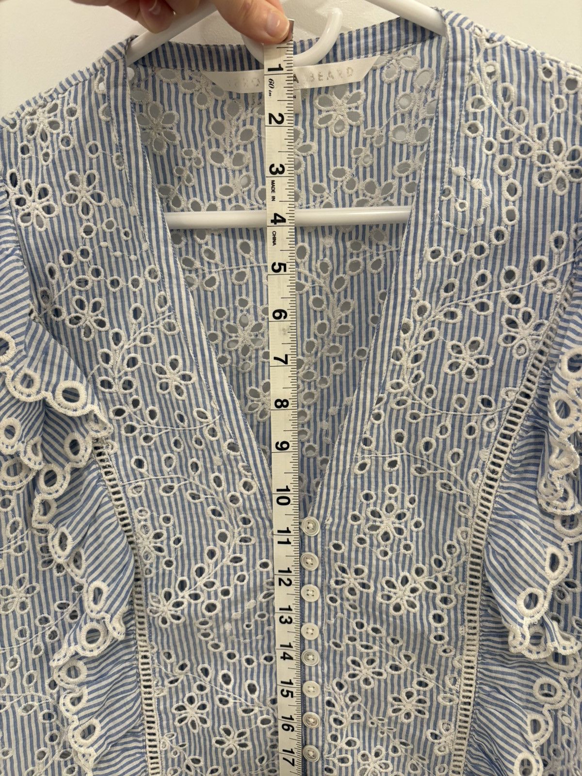 Veronica Beard Veronica Beard Seersucker Eyelet Kash Top Size 0 Size XS / US 0-2 / IT 36-38 - 12 Thumbnail