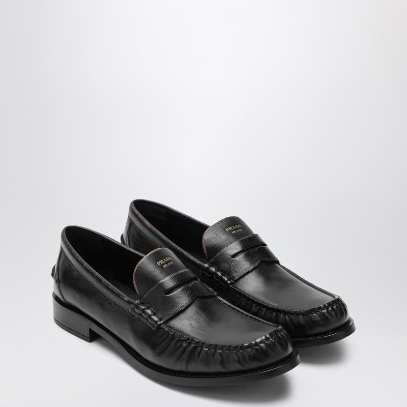Prada Prada Black Polished Leather Loafers Size US 9 / IT 39 - 1 Thumbnail