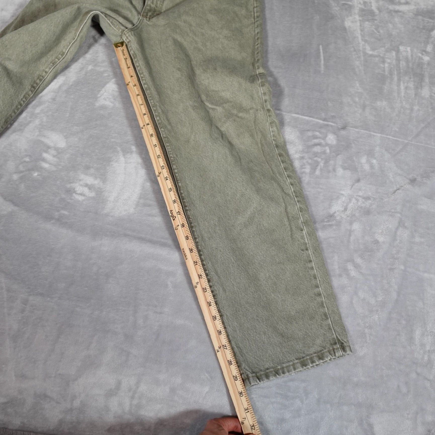 Denime VINTAGE Denim Riders Jeans Mens 35x30 Green Made In USA Regular Fit Cotton Size US 35 - 7 Thumbnail