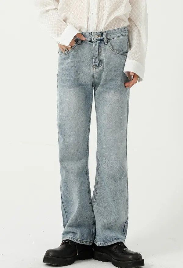 Japanese Brand Trendy personality straight-leg flared solid color jeans Size US 32 / EU 48 - 7 Thumbnail