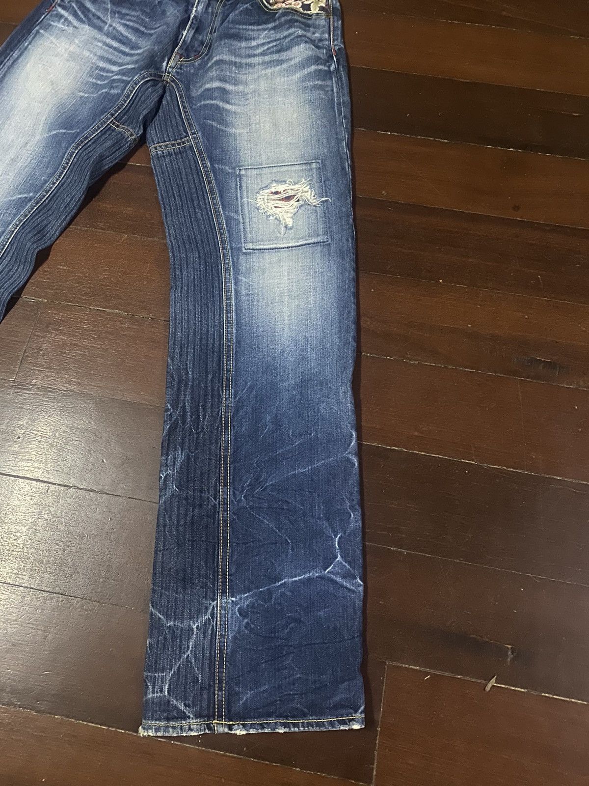 Eternal × Japanese Brand Vintage 90s🔥ETERNAL🔥Distressed Sukajan Hybrid Jeans B1 Size US 34 / EU 50 - 4 Thumbnail