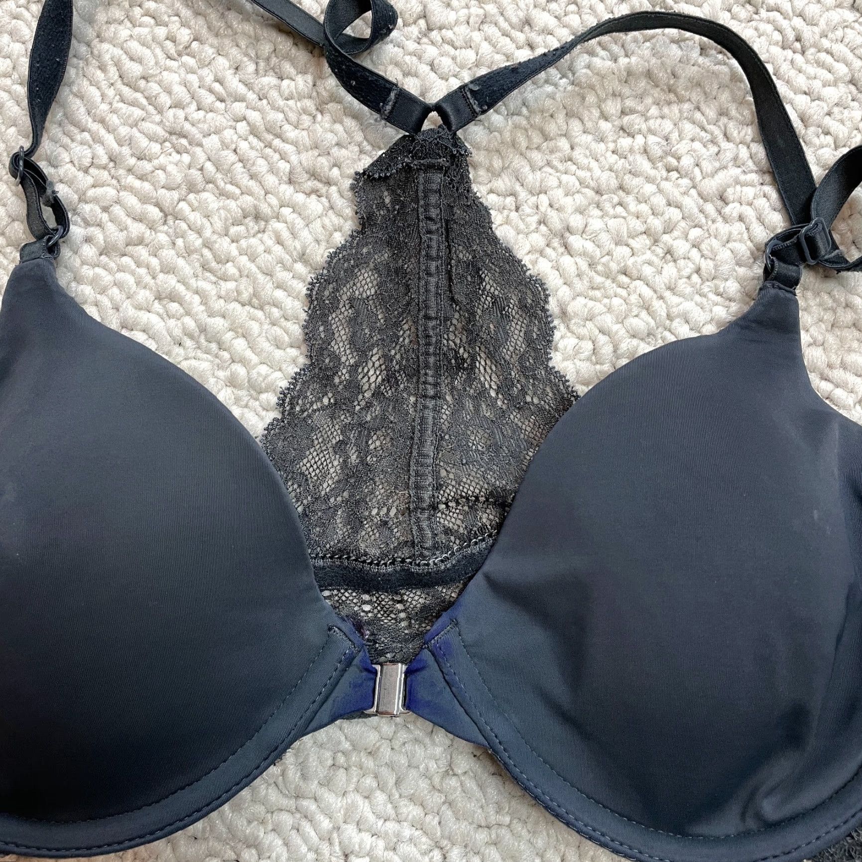 Gap Gap Body Bralette Womens 34 B Gray Lace Racerback Wired Soft Nylon Comfort Size ONE SIZE - 2 Thumbnail