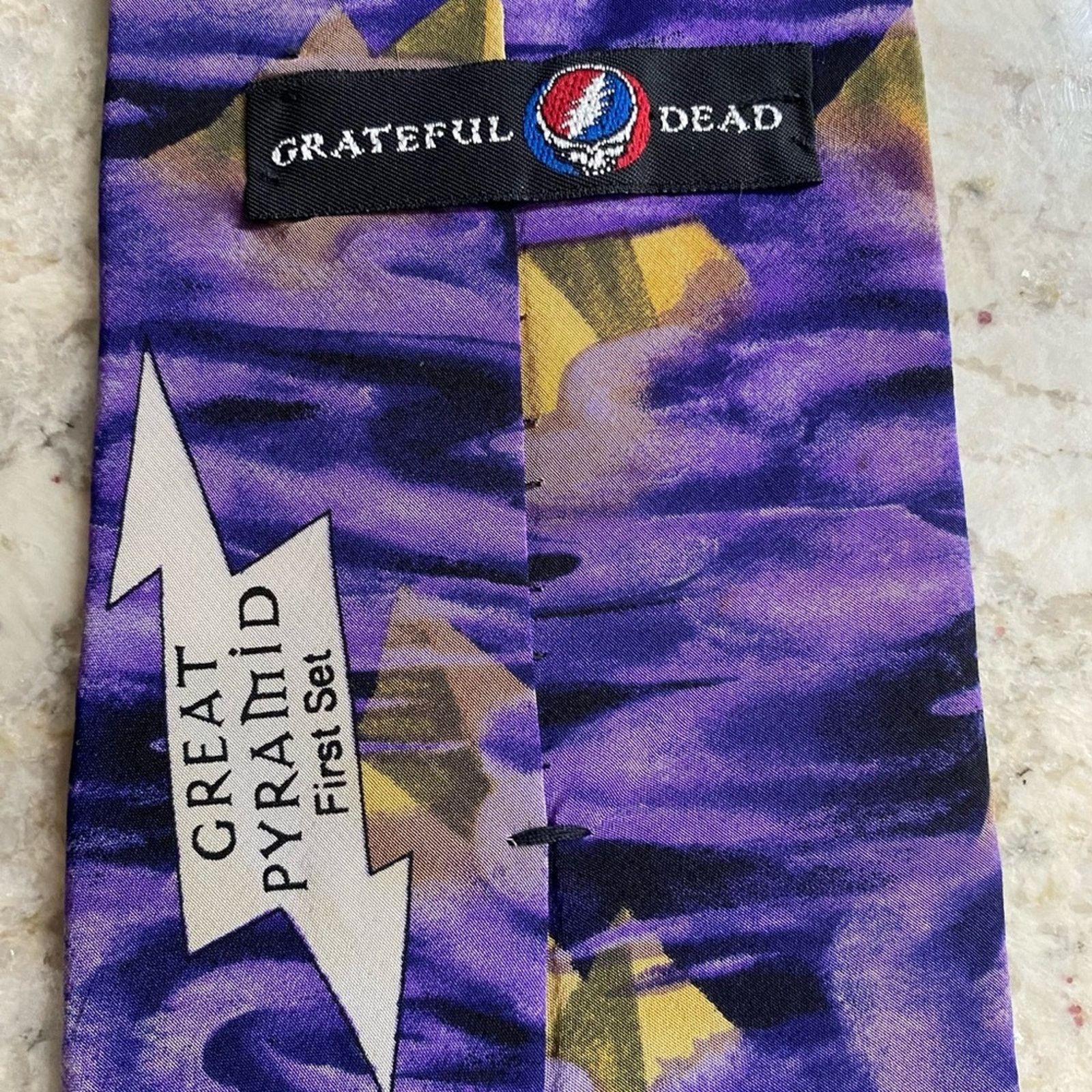 Grateful Dead Grateful Dead Great Pyramid First Set blue and gold silk tie Size ONE SIZE - 7 Thumbnail
