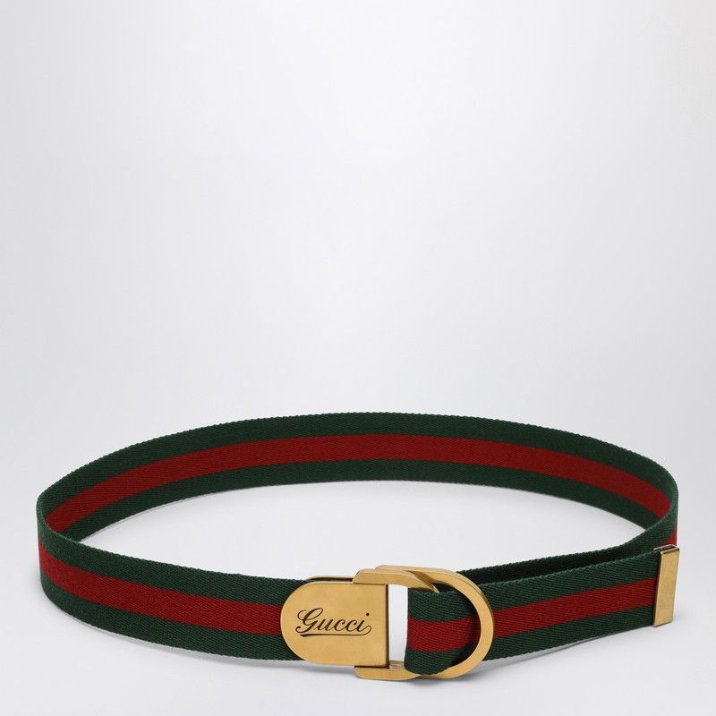 Gucci Belt With Web Motif And Logo Buckle
