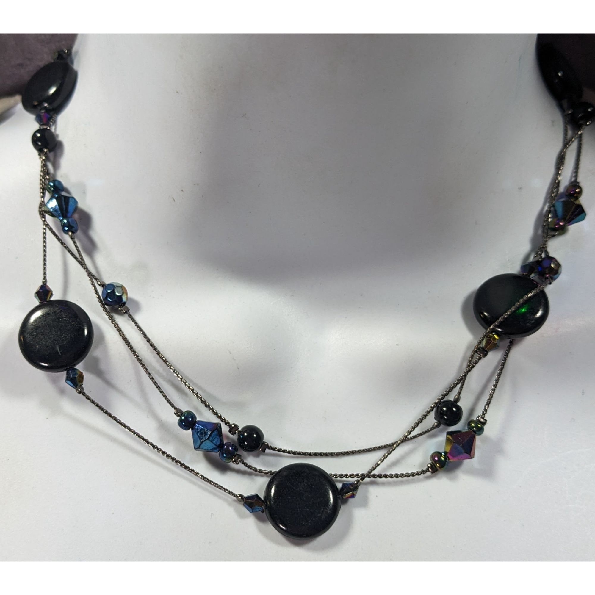 Other Glam Goth Multilayer Black And Blue Station Necklace Size ONE SIZE - 1 Thumbnail