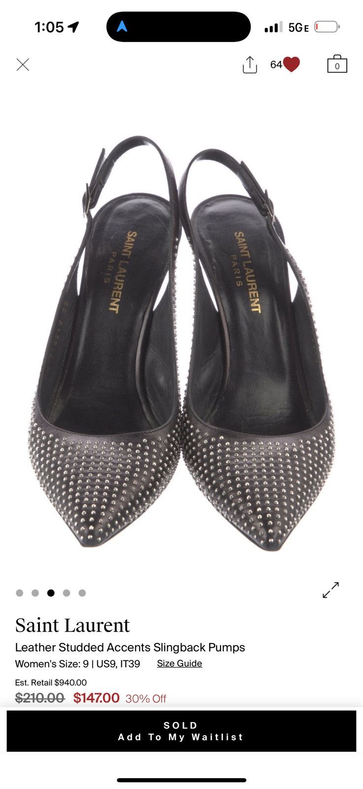 Saint Laurent Paris Saint laurent studded heels Size US 8 / IT 38 - 1 Thumbnail