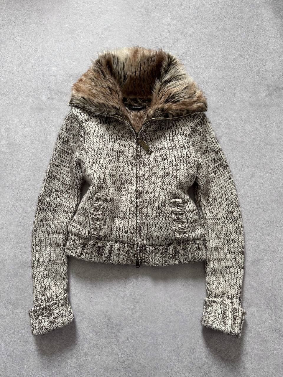 Japanese Brand Crazy Y2K Faux Fur Opium Mohair Knit Jacket Size M / US 6-8 / IT 42-44 - 2 Thumbnail